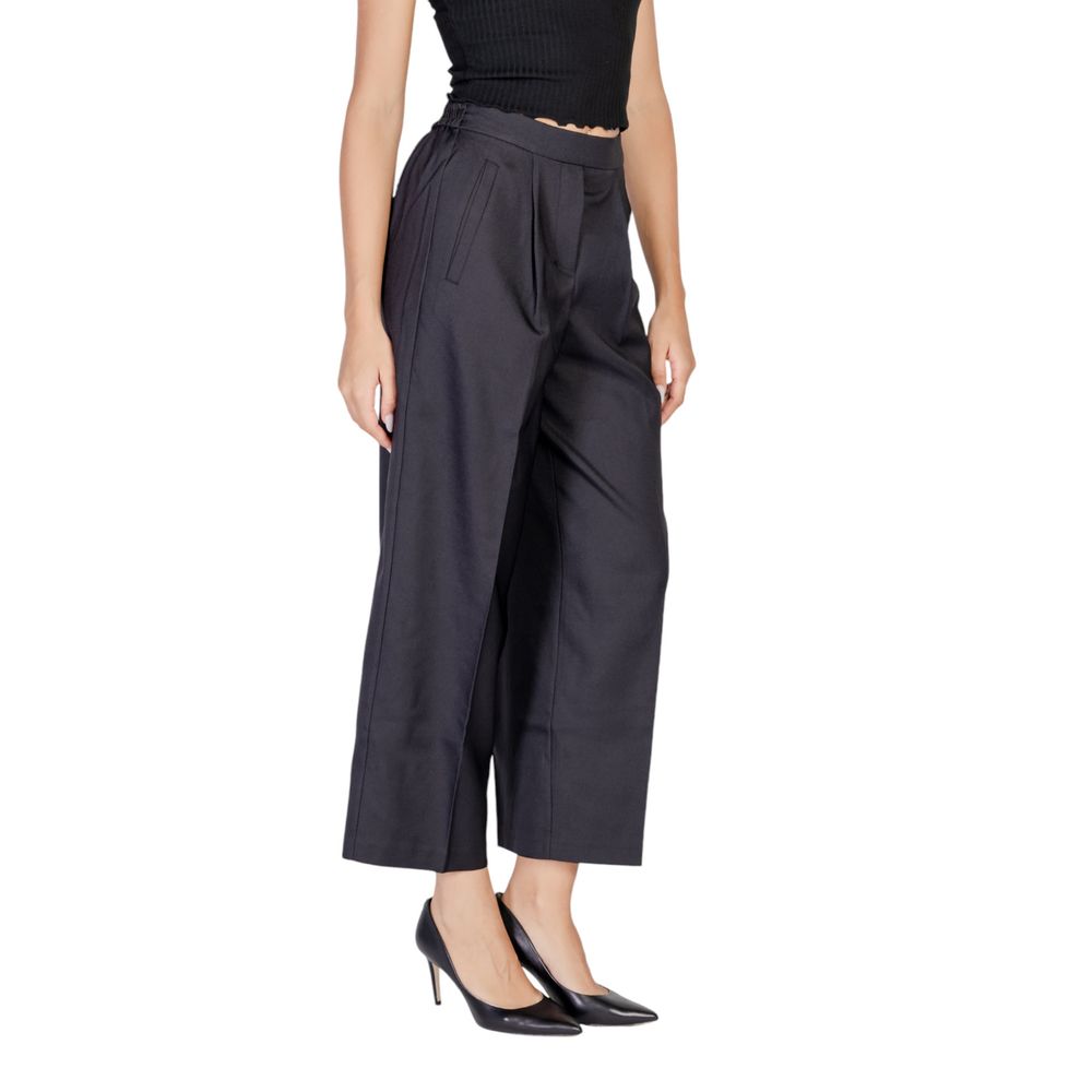 ICHI Black Polyester Casual Pants | Regal Royce