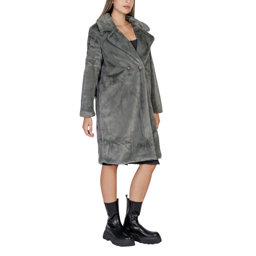 ICHI Black Polyester Coat | Regal Royce