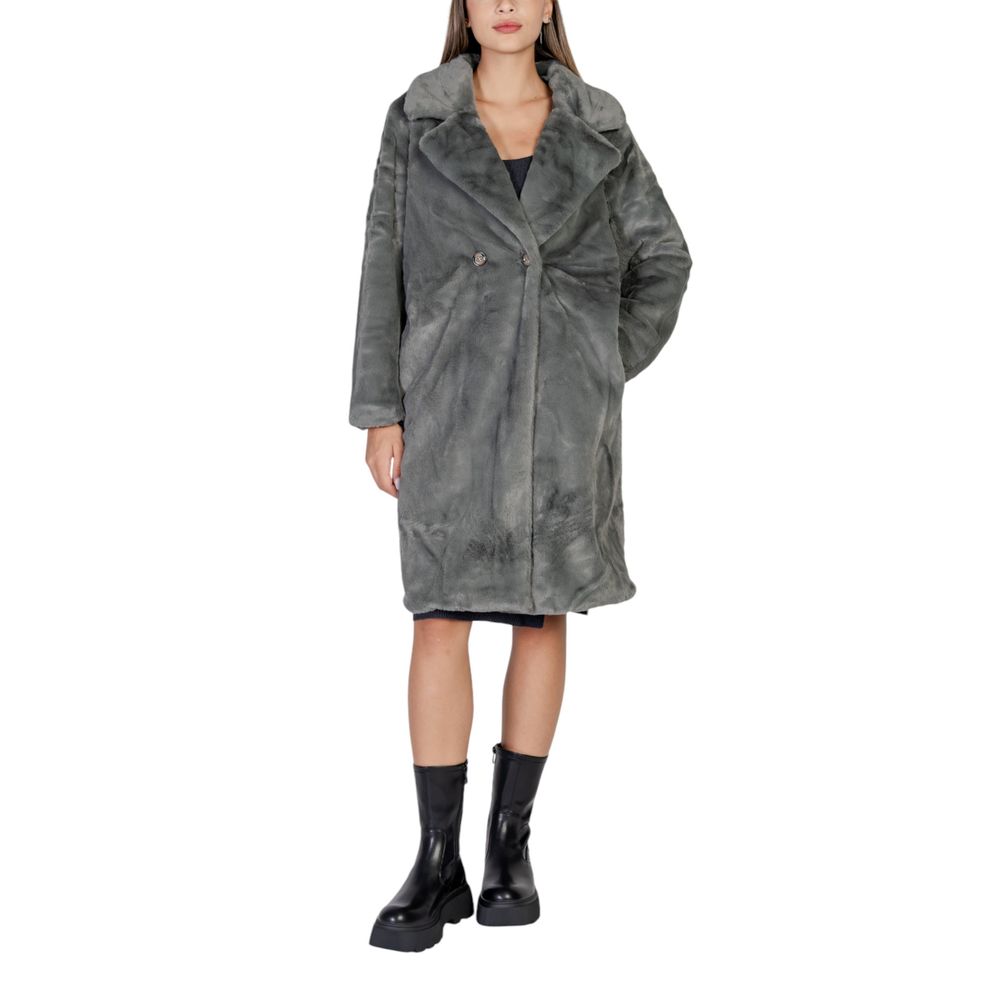 ICHI Black Polyester Coat | Regal Royce