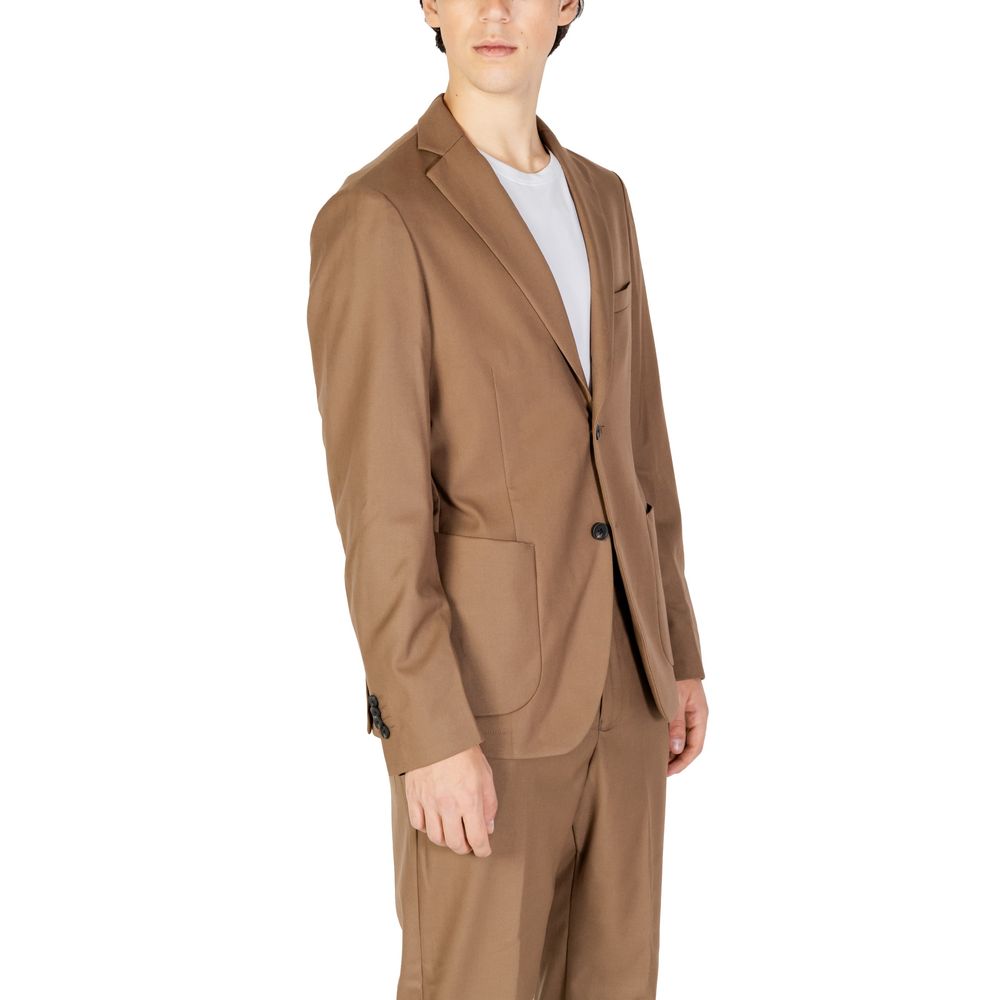 Hamaki-Ho Beige Polyester Blazer | Regal Royce
