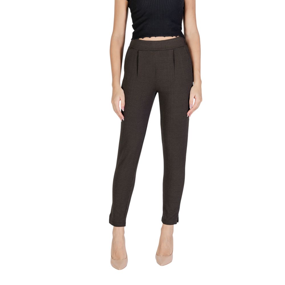 ICHI Brown Polyester Casual Pants | Regal Royce
