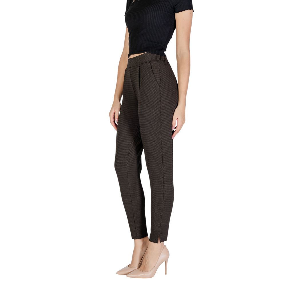 ICHI Brown Polyester Casual Pants | Regal Royce