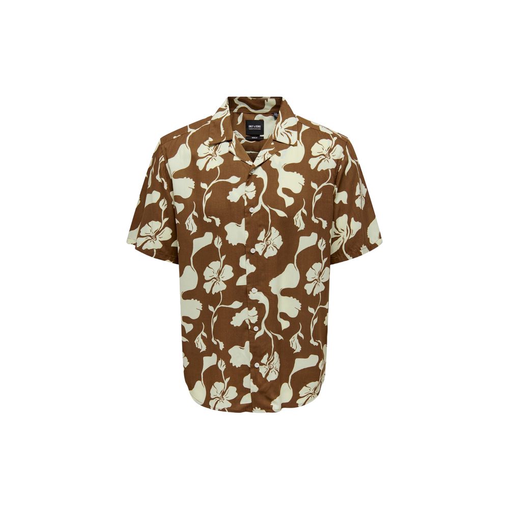Only & Sons Brown Viscose Shortsleeve Shirt | Regal Royce