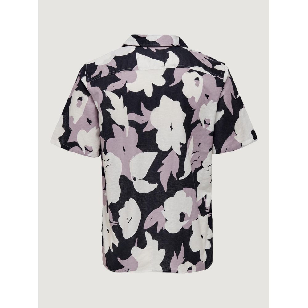 Only & Sons Purple Linen Shortsleeve Shirt | Regal Royce