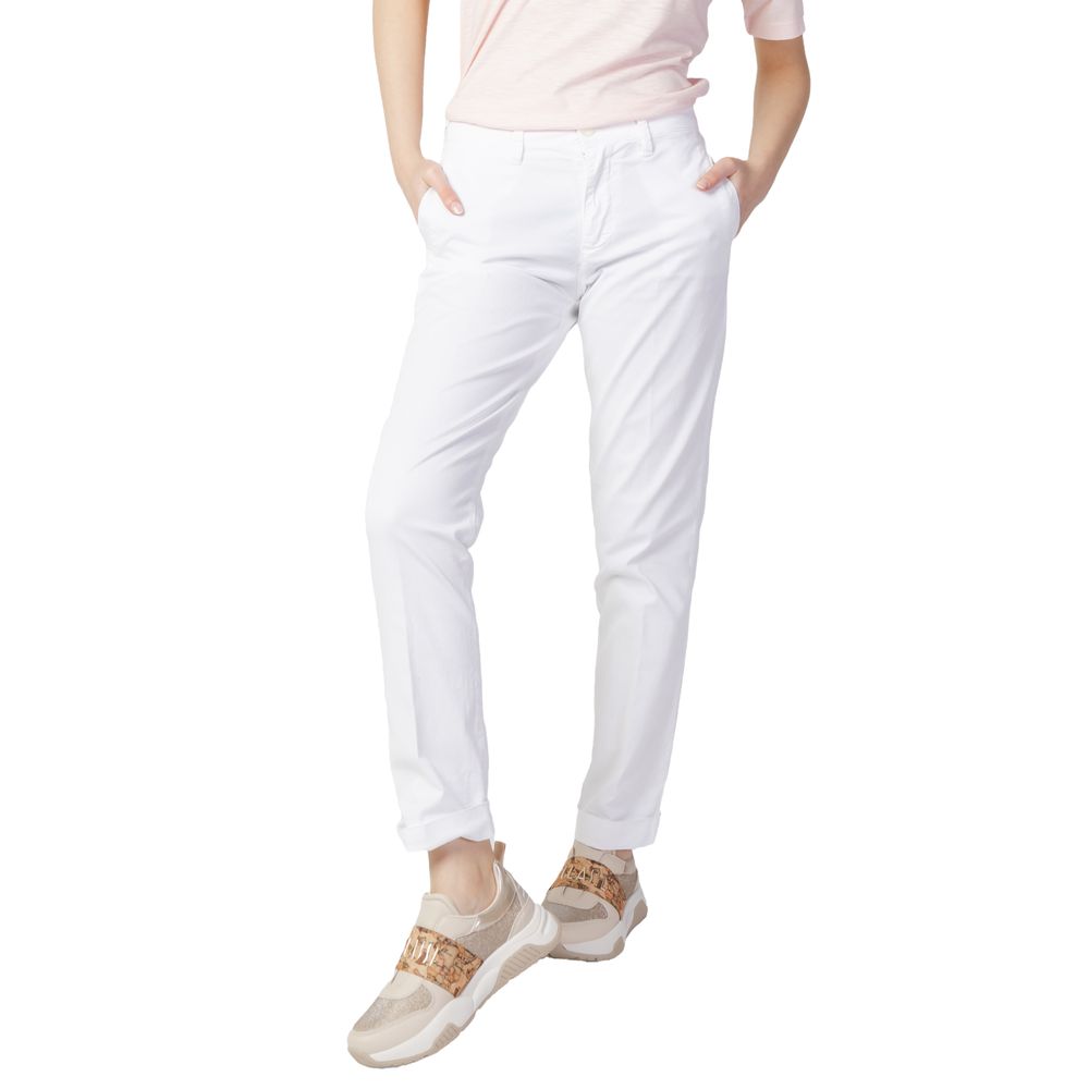Blauer White Cotton Casual Pants | Regal Royce