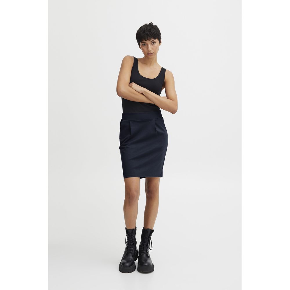 ICHI Blue Polyester Mini Skirt | Regal Royce