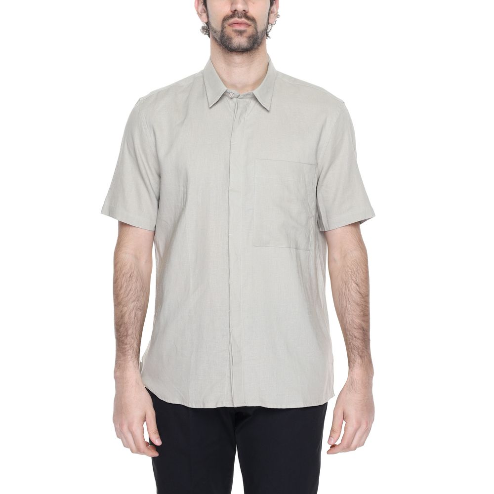 Antony Morato Beige Linen Shortsleeve Shirt | Regal Royce