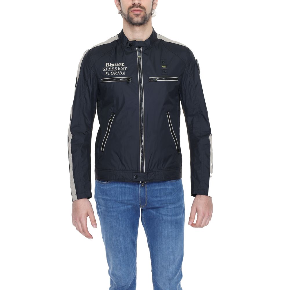 Blauer Black Polyamide Biker Jacket | Regal Royce