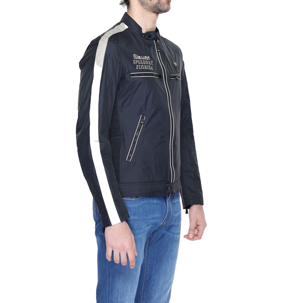 Blauer Black Polyamide Biker Jacket | Regal Royce