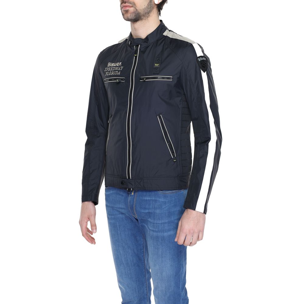 Blauer Black Polyamide Biker Jacket | Regal Royce