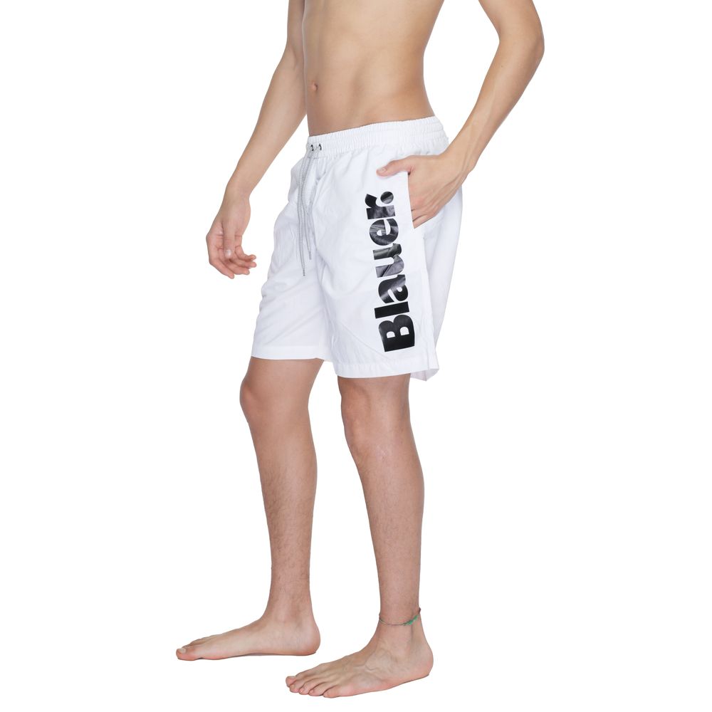 Blauer White Polyamide Swim Shorts | Regal Royce