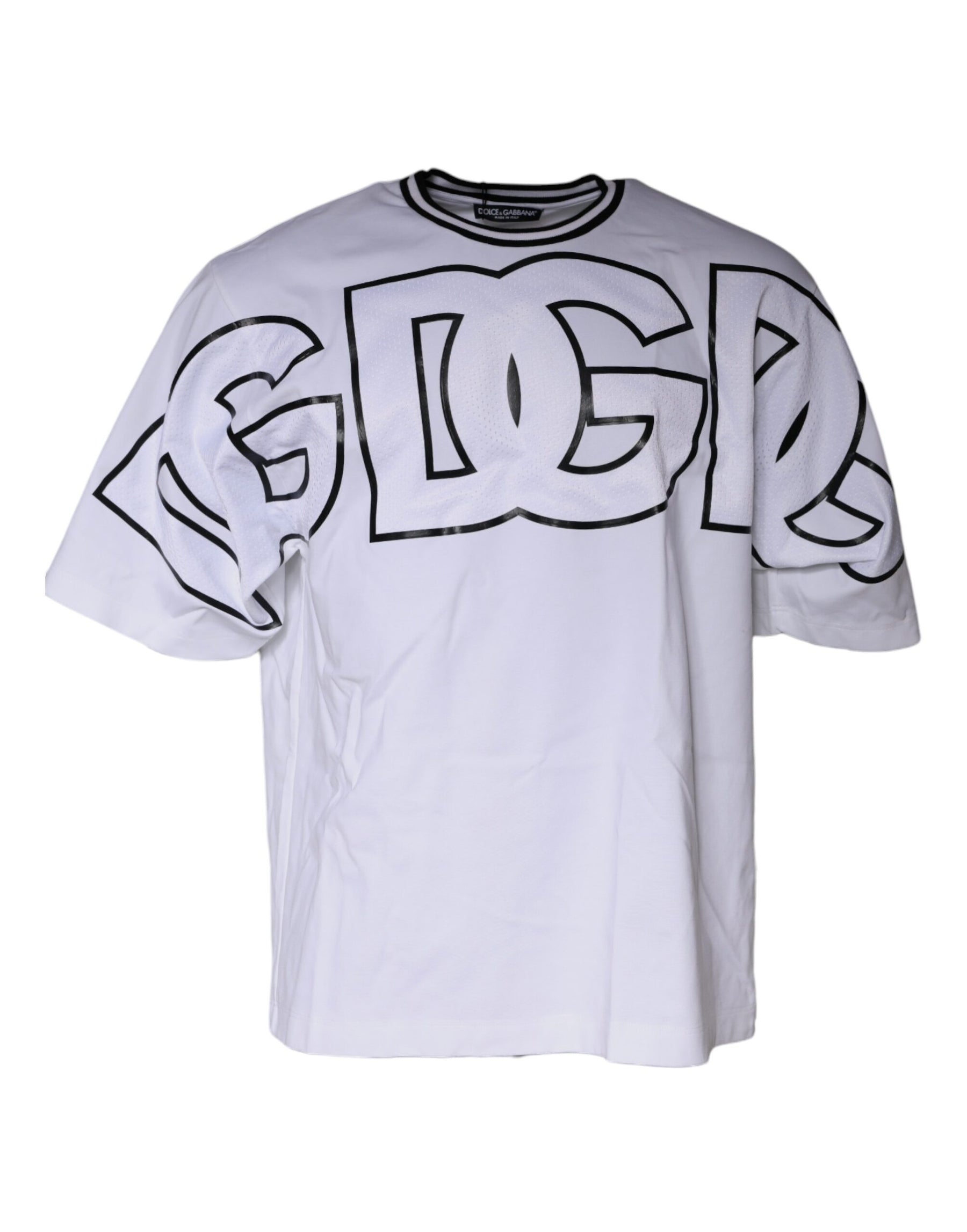 Dolce & Gabbana White Logo Print Crew Neck T-shirt | Regal Royce