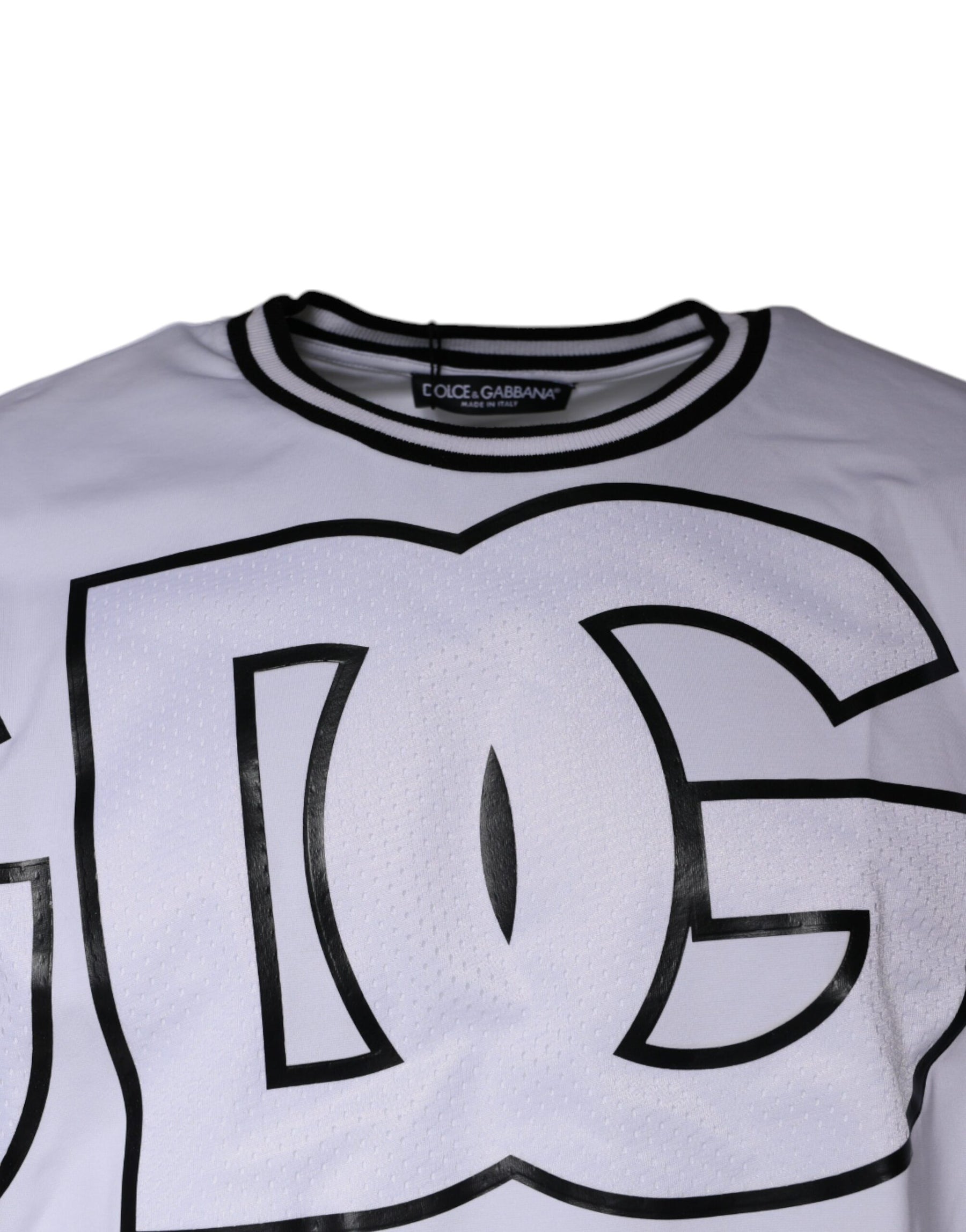Dolce & Gabbana White Logo Print Crew Neck T-shirt | Regal Royce