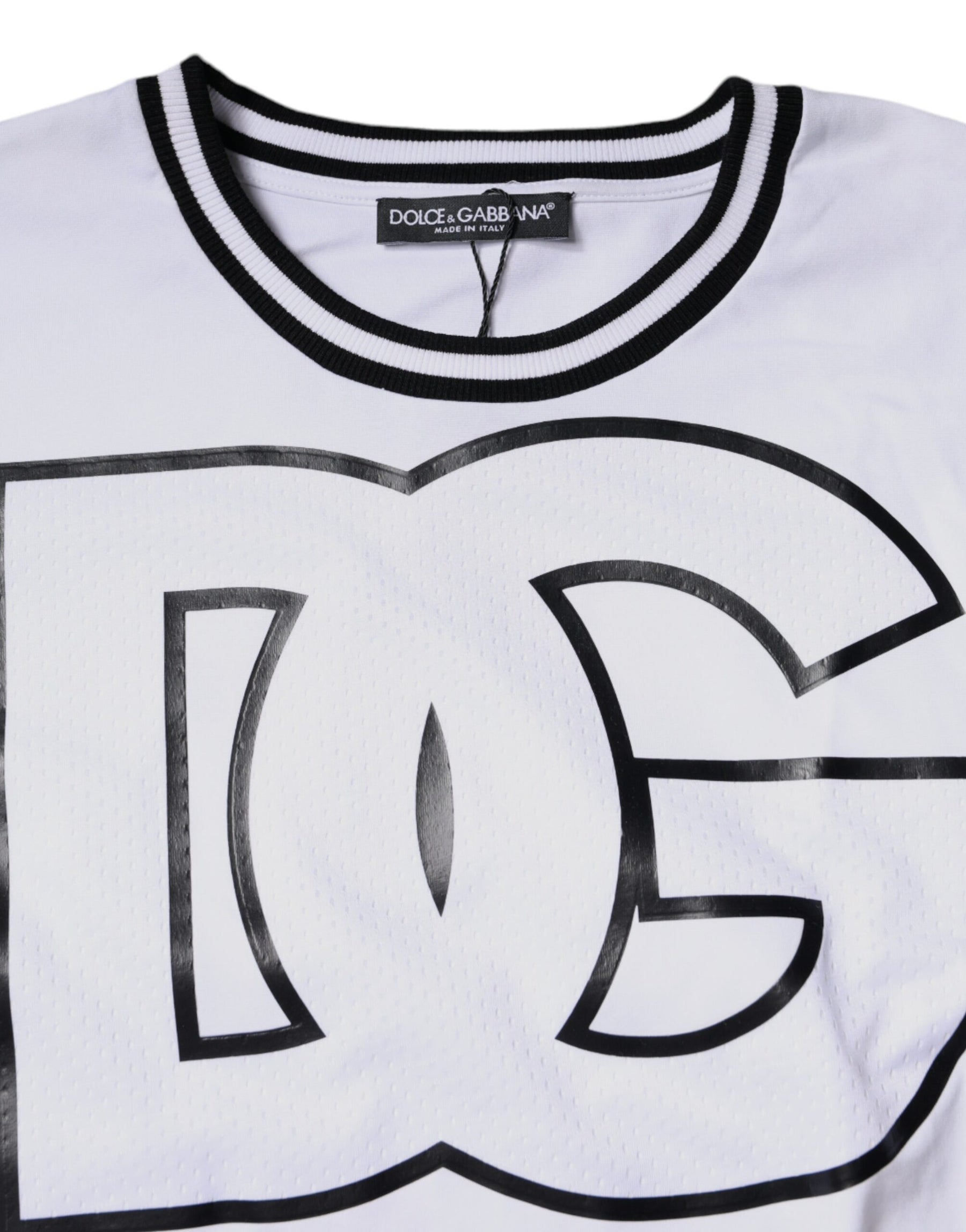Dolce & Gabbana White Logo Print Crew Neck T-shirt | Regal Royce