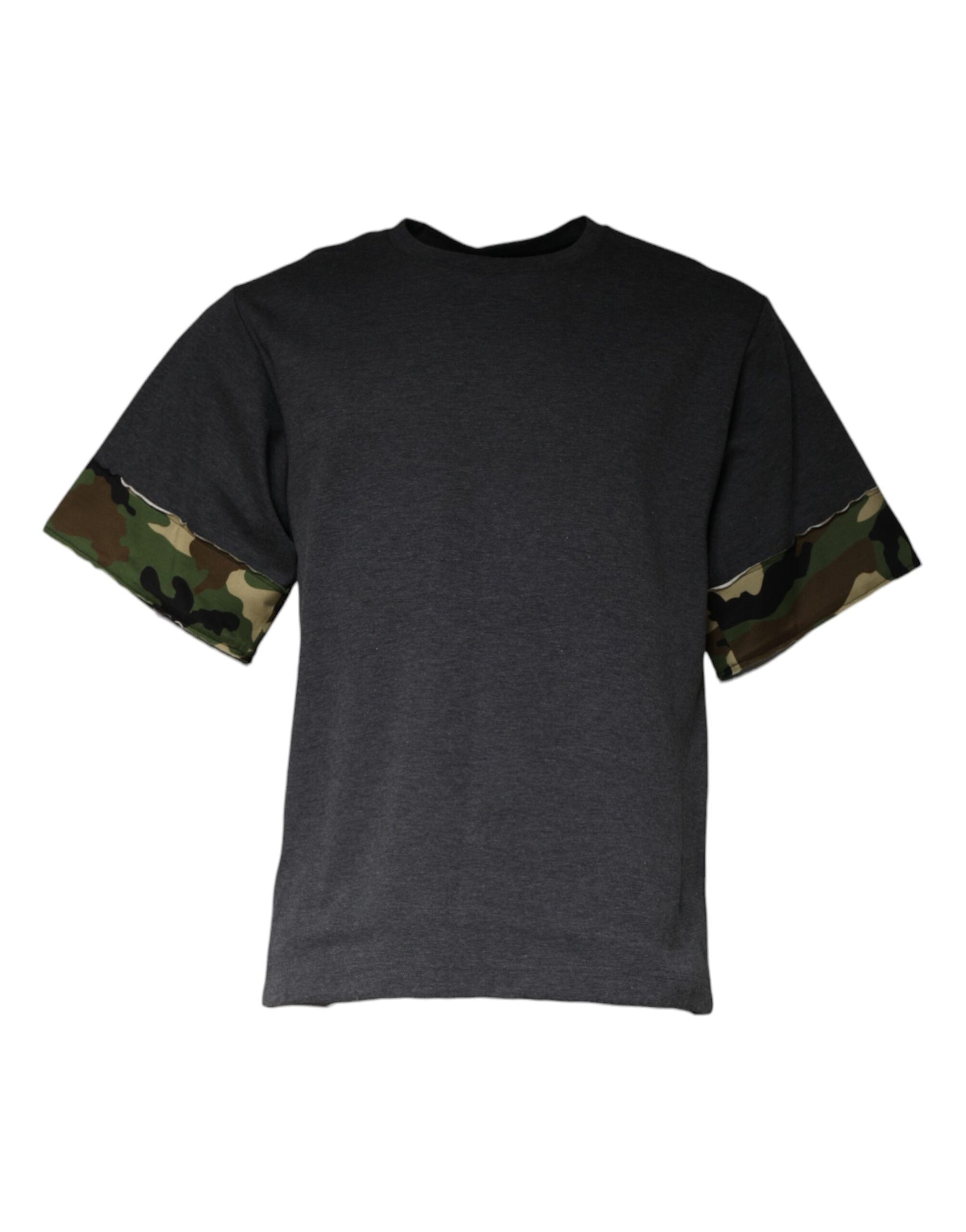 Dolce & Gabbana Dark Gray Camouflage Crew Neck T-shirt | Regal Royce