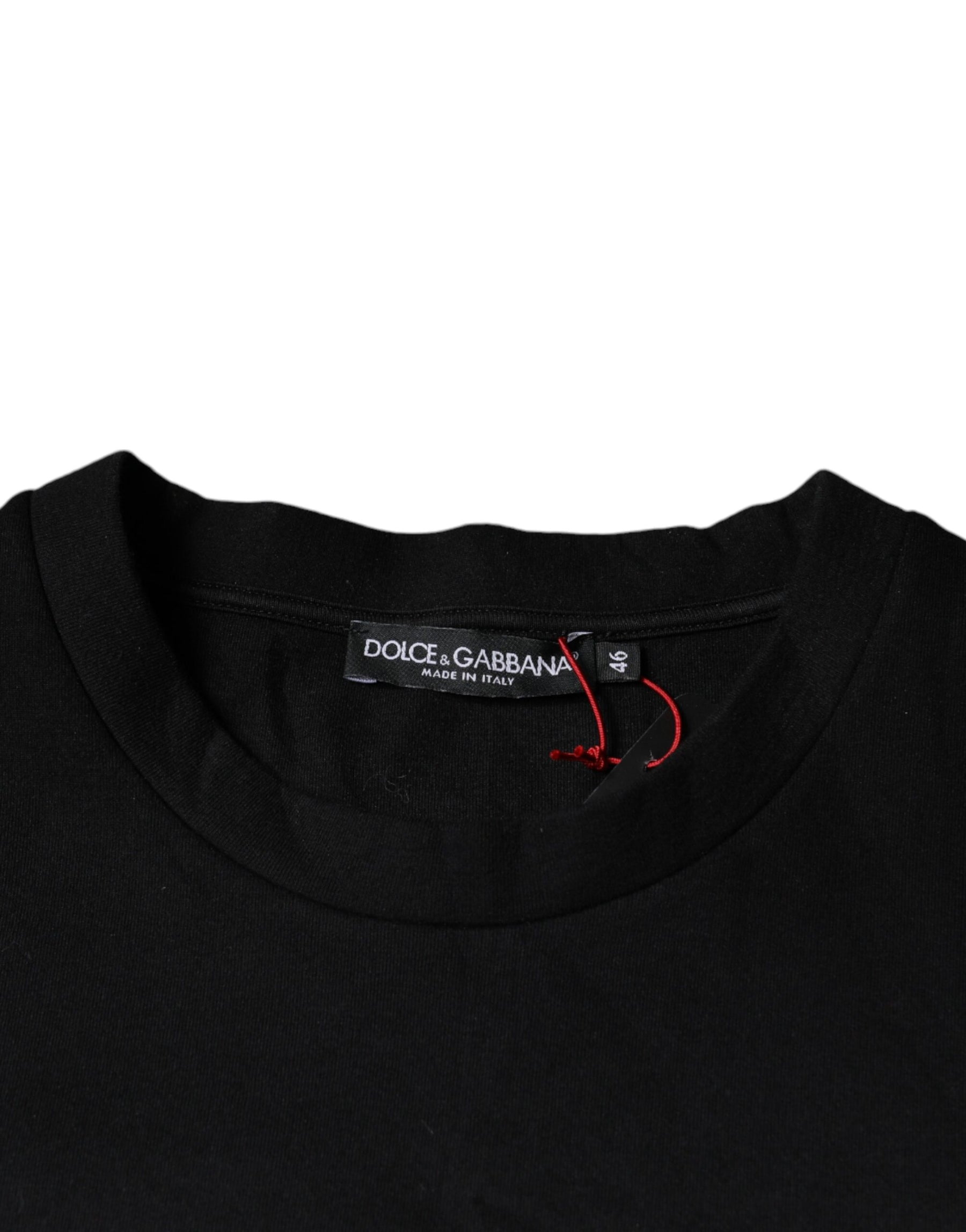 Dolce & Gabbana Black Leopard Cotton Short Sleeves T-shirt | Regal Royce