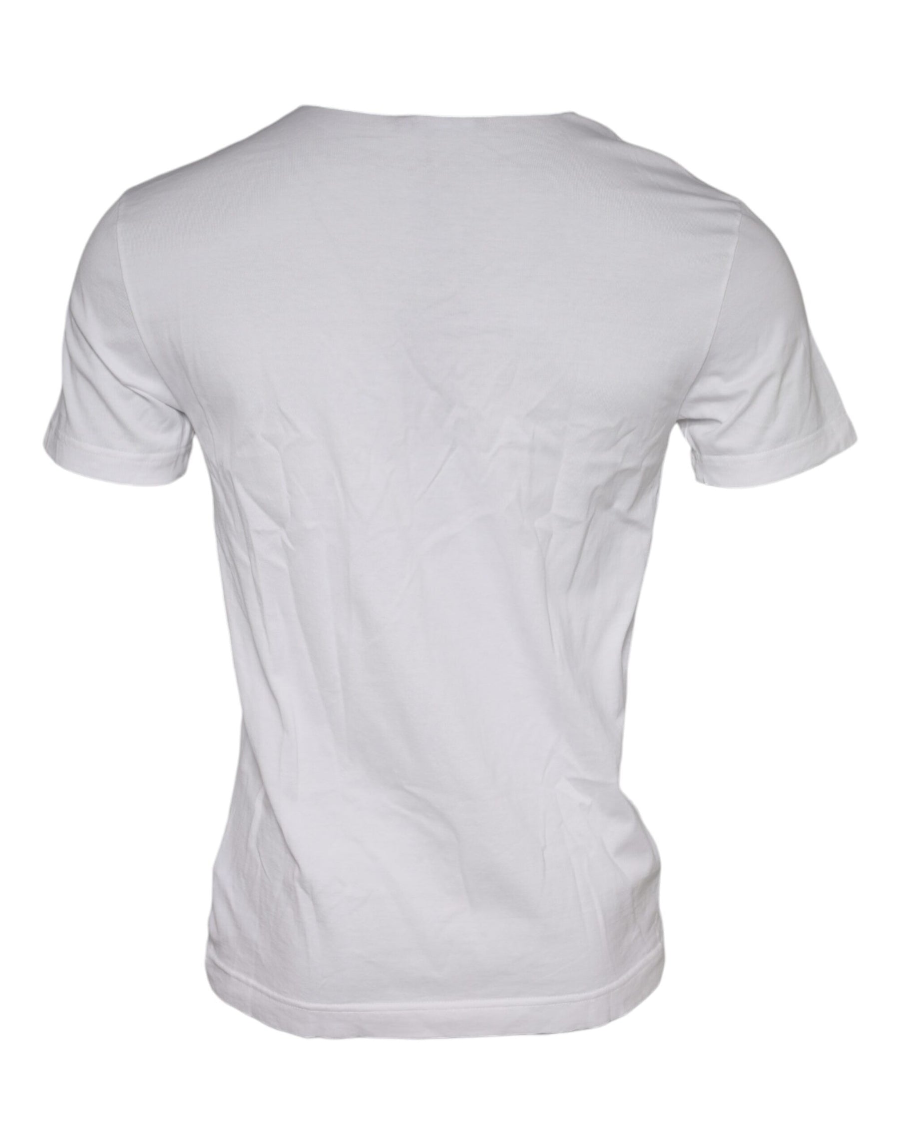 Dolce & Gabbana White Graphic Print Cotton Crew Neck T-shirt | Regal Royce