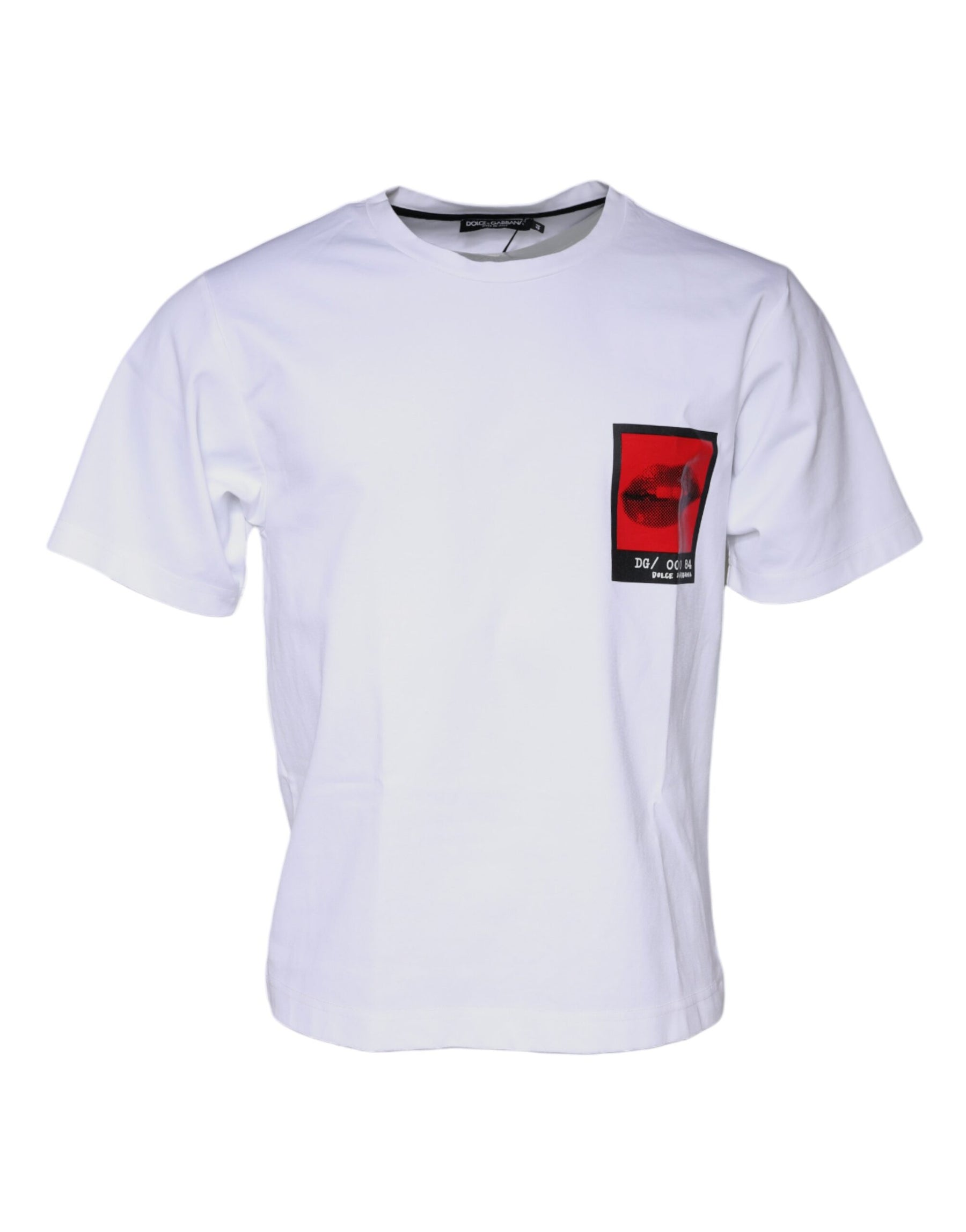 Dolce & Gabbana White Red Lips Print Cotton T-shirt | Regal Royce
