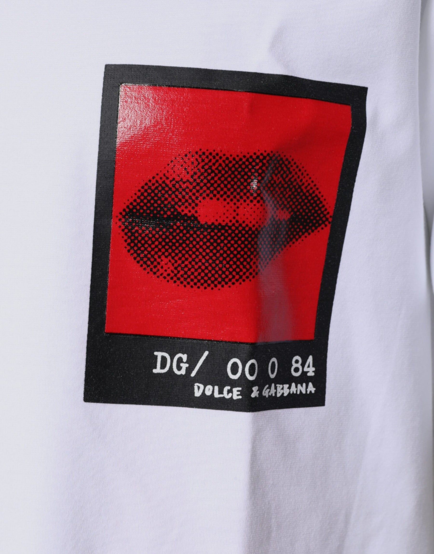Dolce & Gabbana White Red Lips Print Cotton T-shirt | Regal Royce