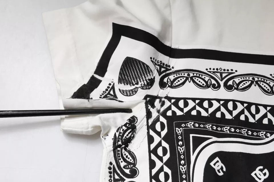 Dolce & Gabbana White Bandana Print Cotton Short Sleeves T-shirt | Regal Royce