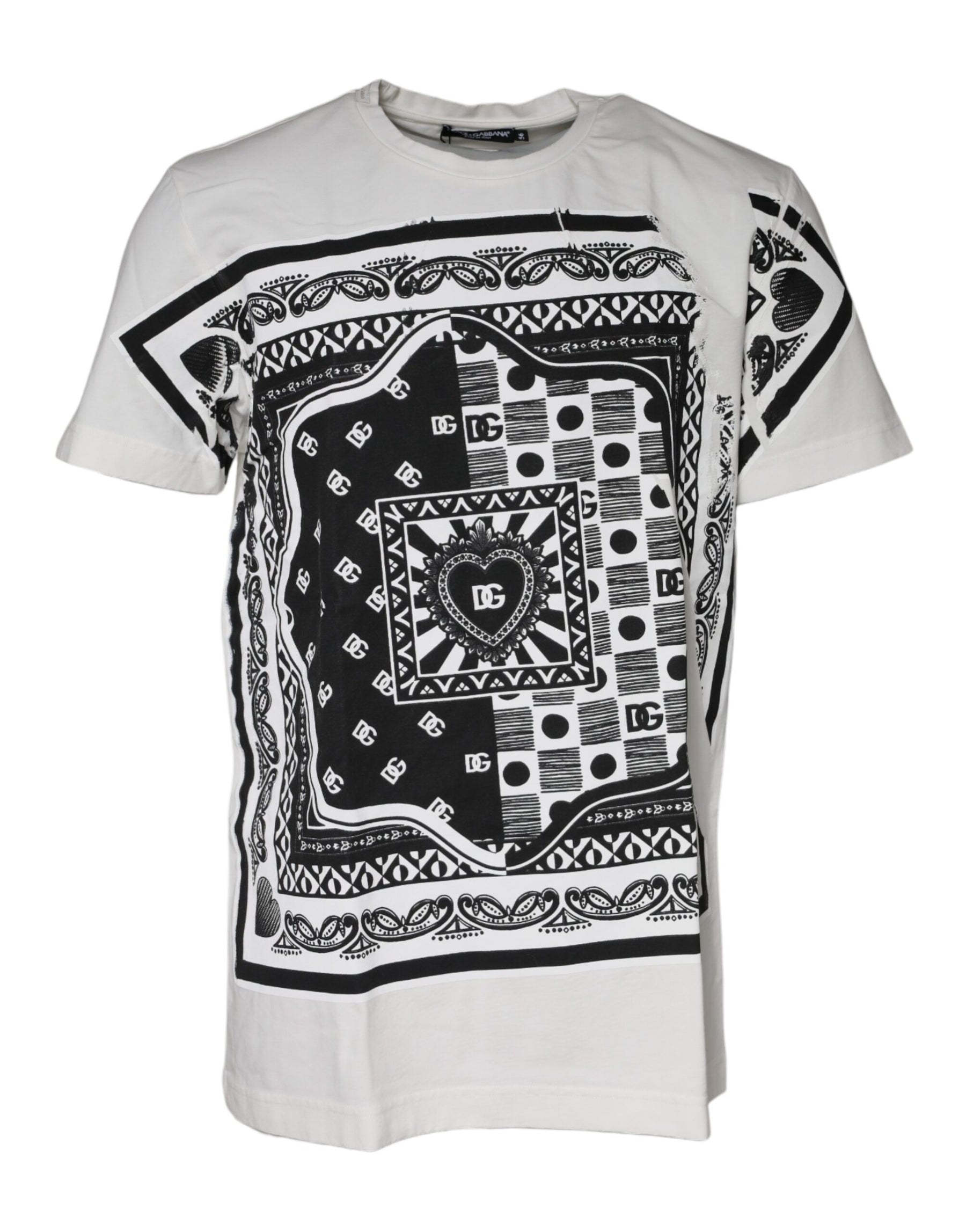 Dolce & Gabbana White Bandana Print Cotton Short Sleeves T-shirt | Regal Royce