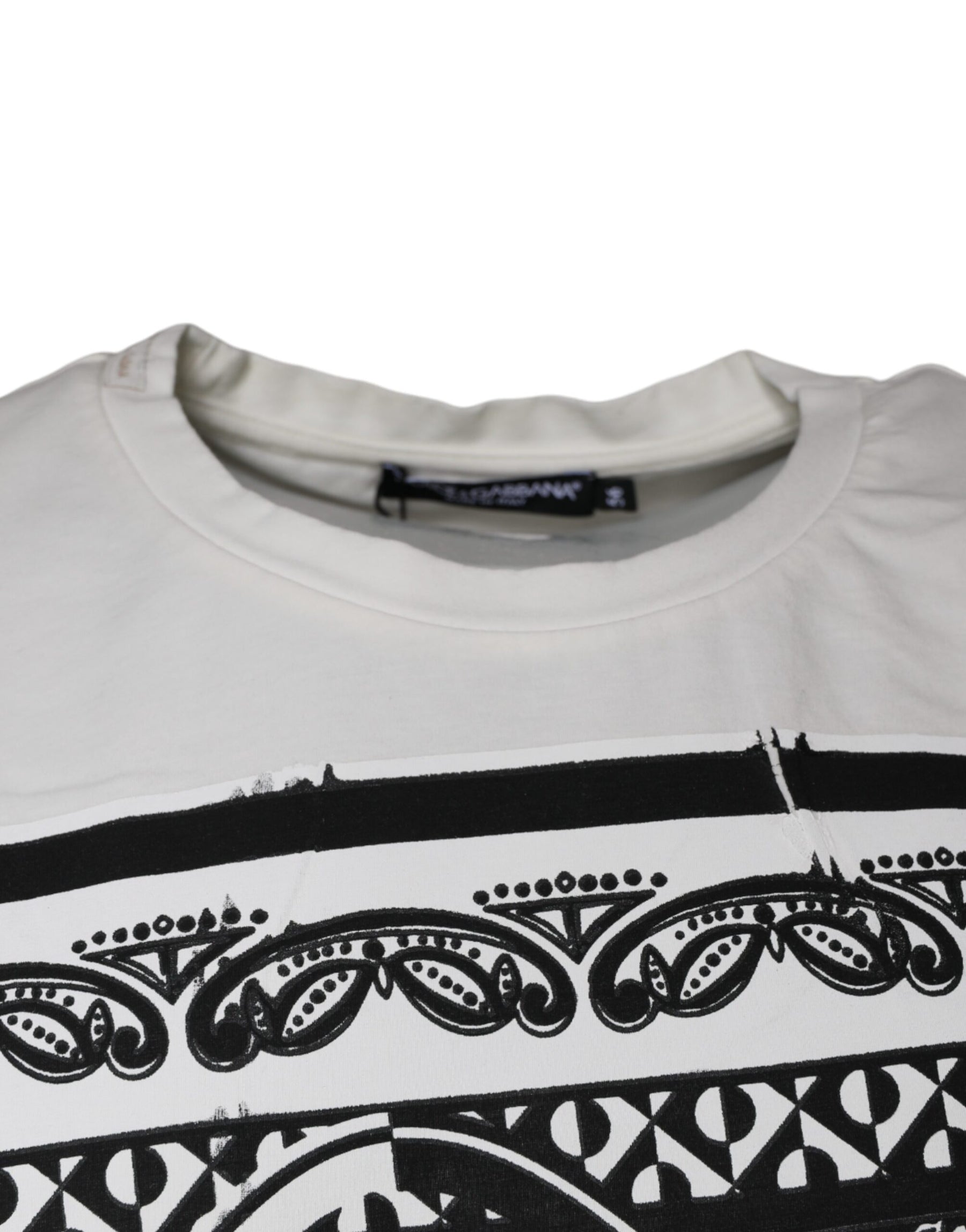 Dolce & Gabbana White Bandana Print Cotton Short Sleeves T-shirt | Regal Royce