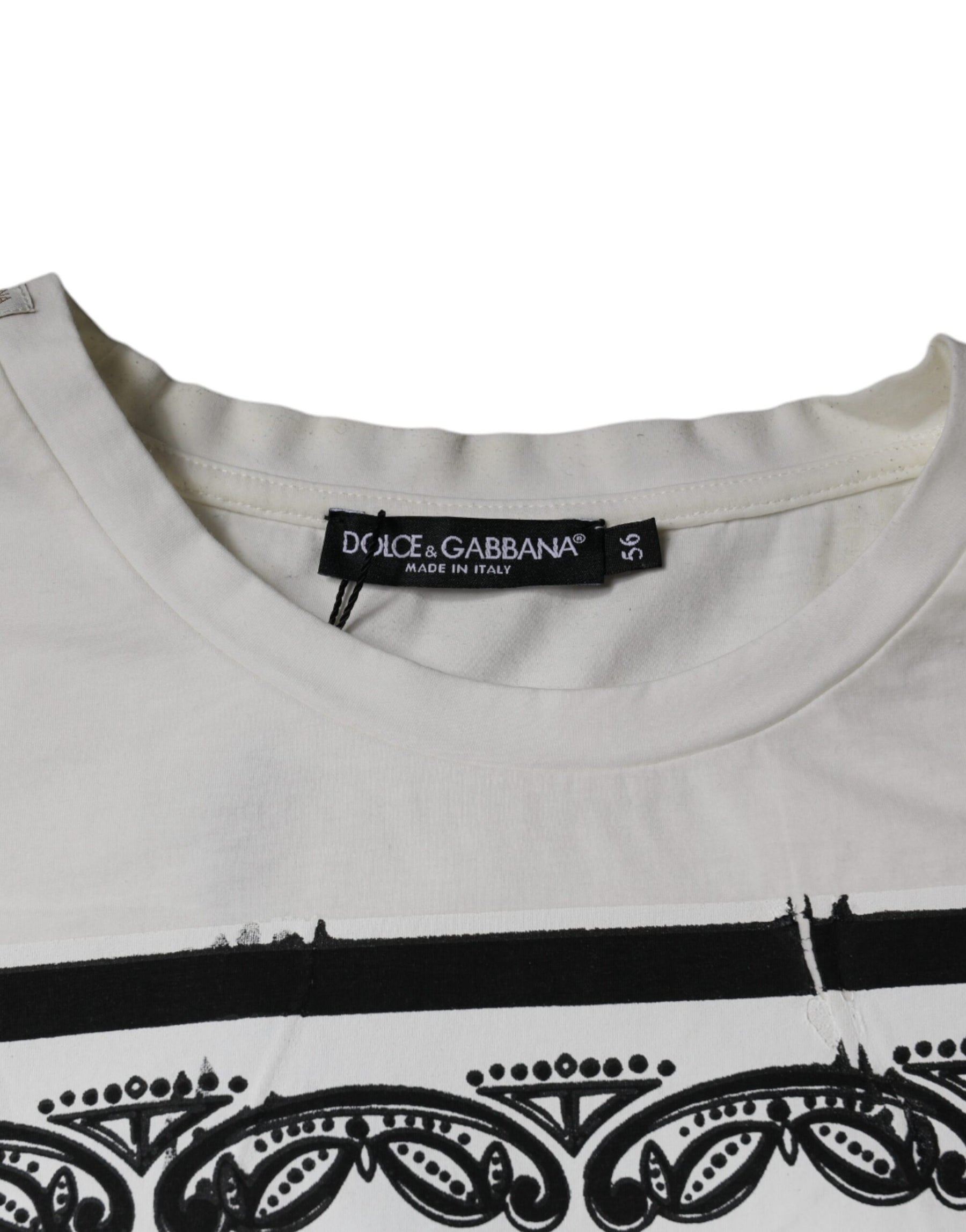 Dolce & Gabbana White Bandana Print Cotton Short Sleeves T-shirt | Regal Royce