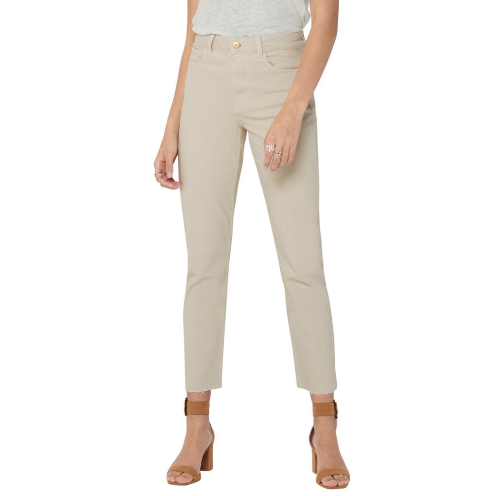 Only Beige Cotton Mom Jeans | Regal Royce