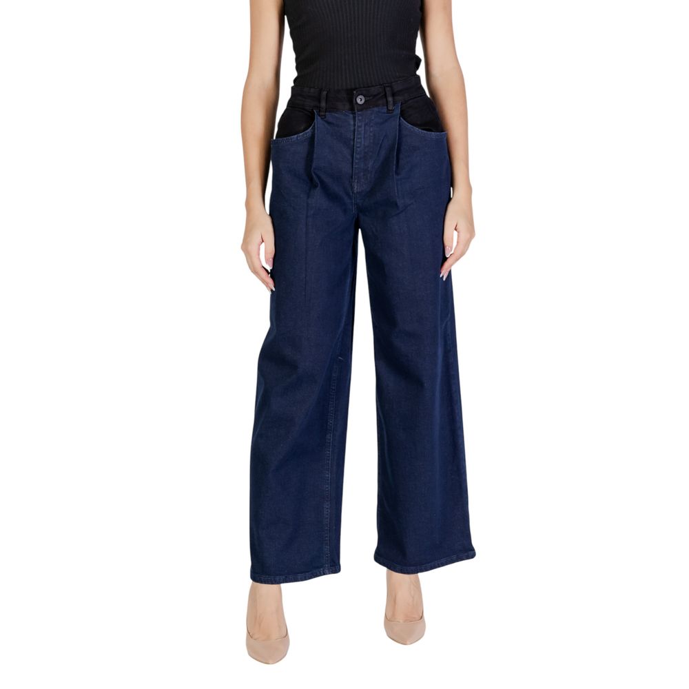 ICHI Blue Cotton Casual Pants | Regal Royce