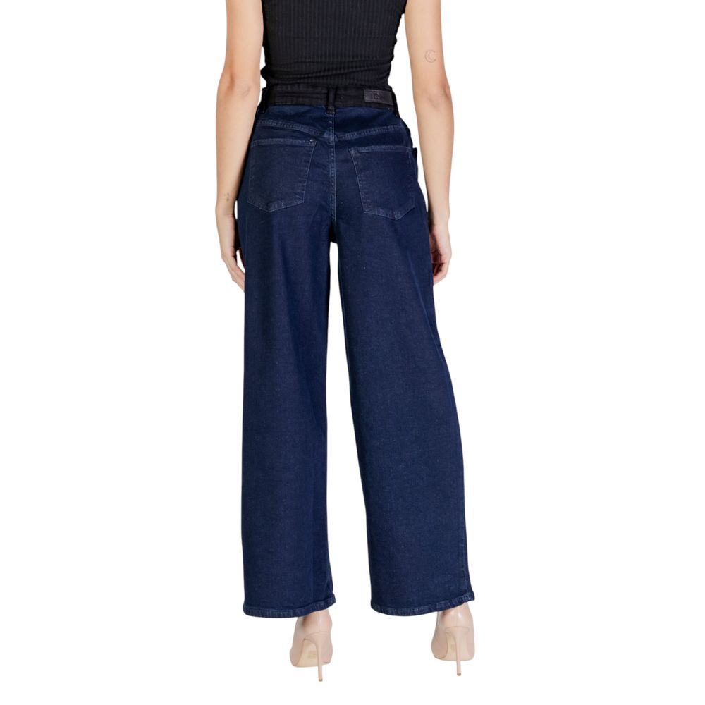 ICHI Blue Cotton Casual Pants | Regal Royce