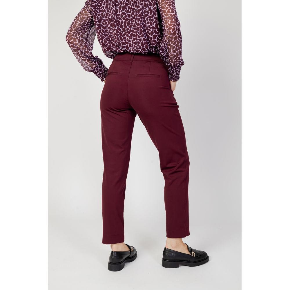 Street One Bordeaux Polyester Casual Pants | Regal Royce