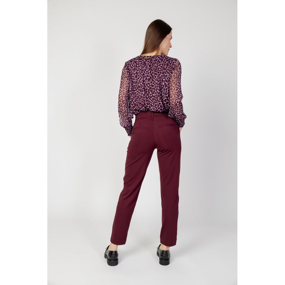 Street One Bordeaux Polyester Casual Pants | Regal Royce