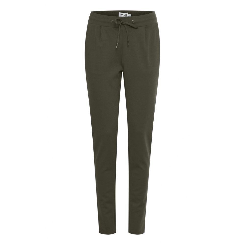 ICHI Green Polyester Casual Pants | Regal Royce