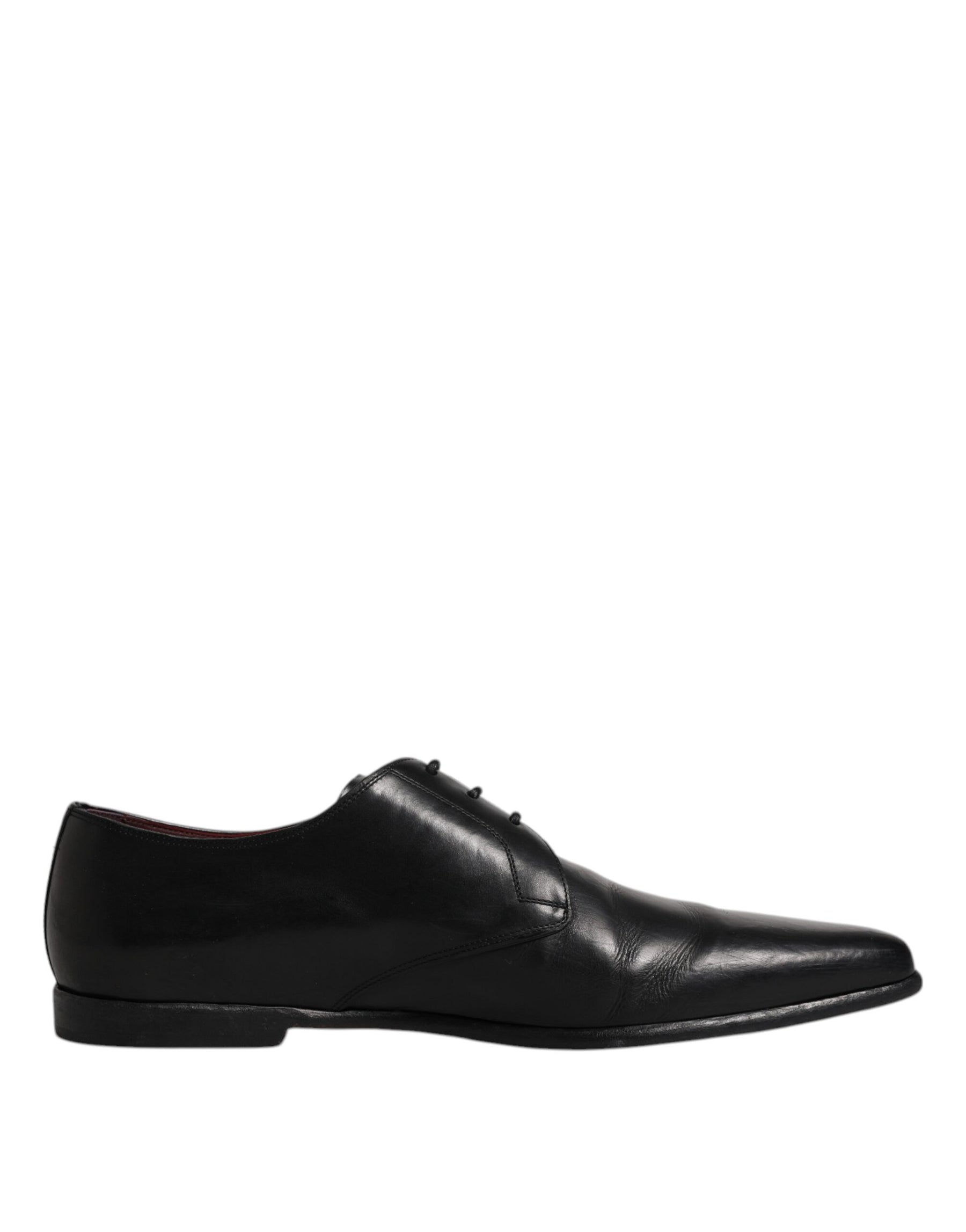 Dolce & Gabbana Black Leather Lace Up Men Derby Formal Shoes | Regal Royce