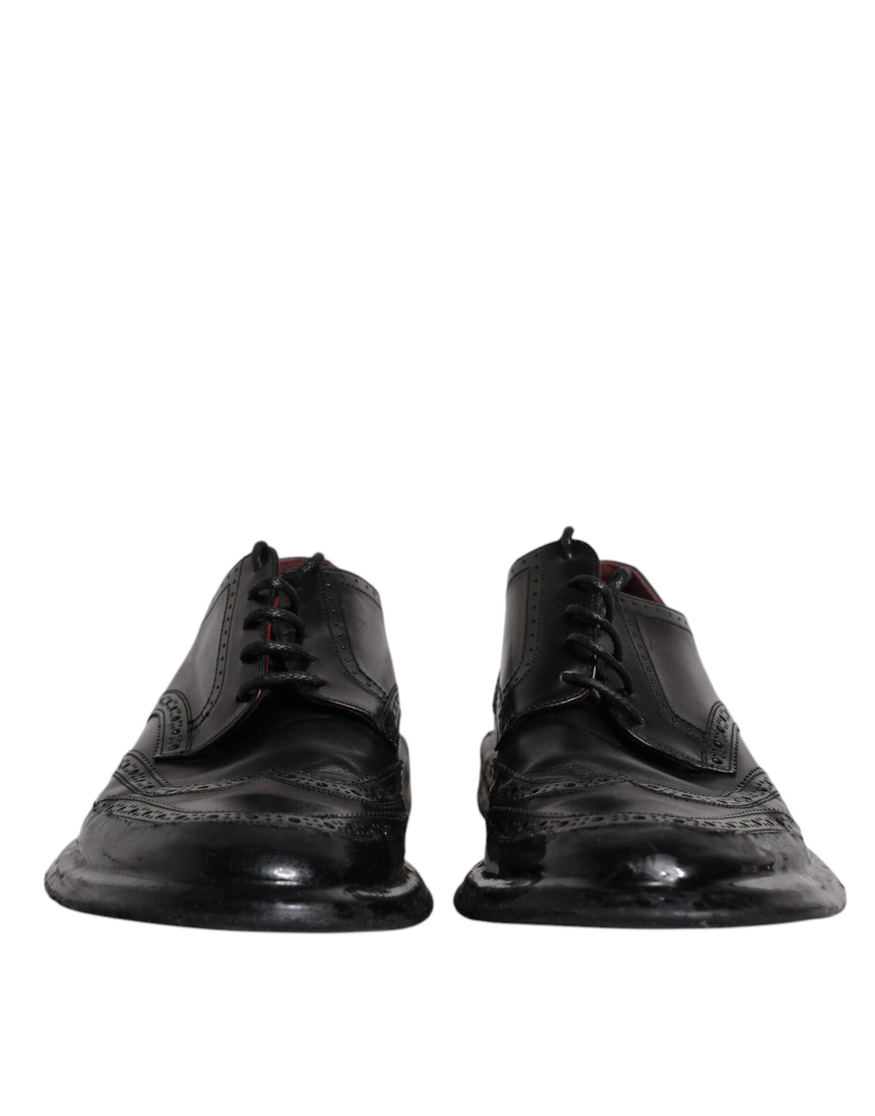 Dolce & Gabbana Black Leather Derby Wingtip Formal Shoes | Regal Royce
