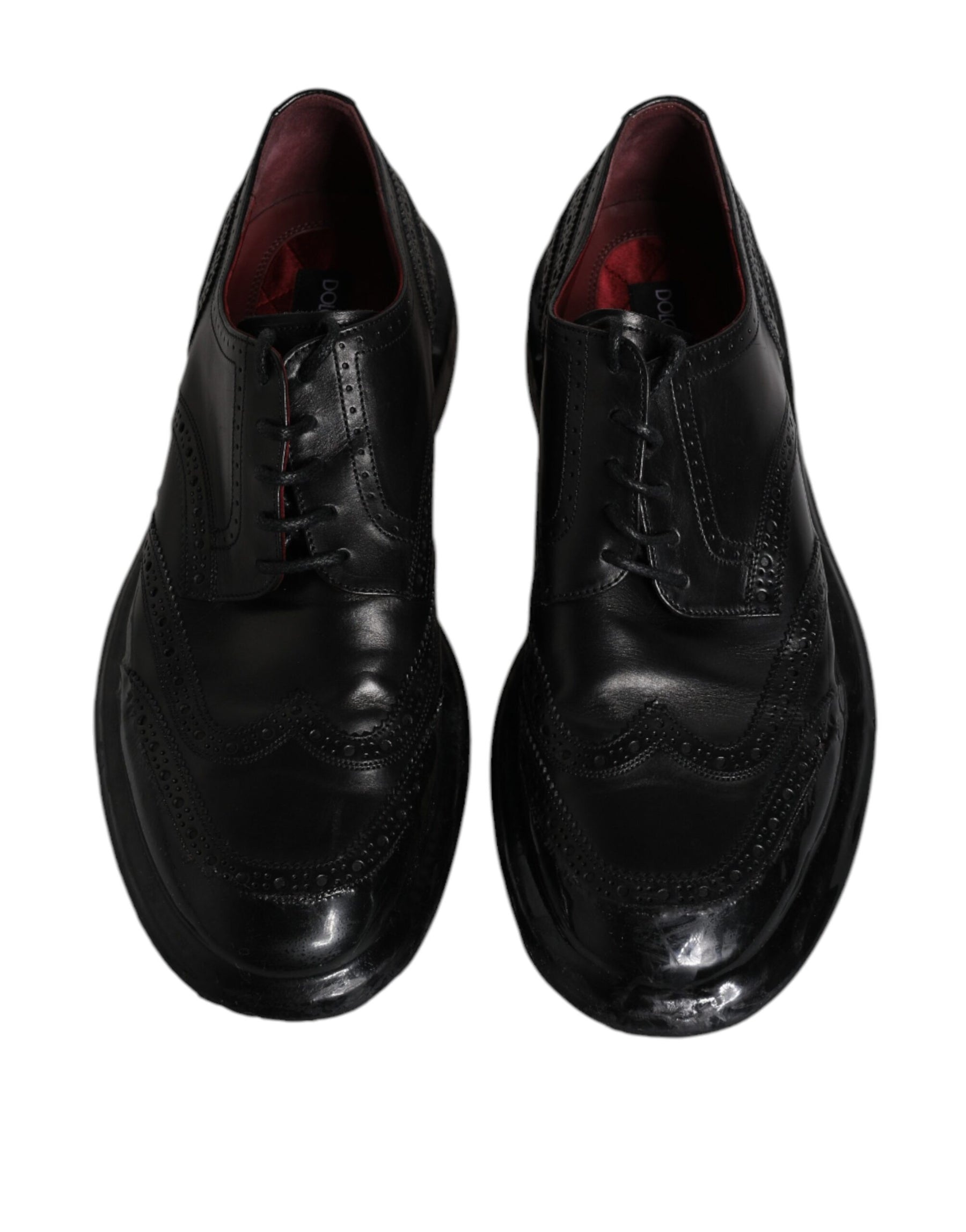 Dolce & Gabbana Black Leather Derby Wingtip Formal Shoes | Regal Royce