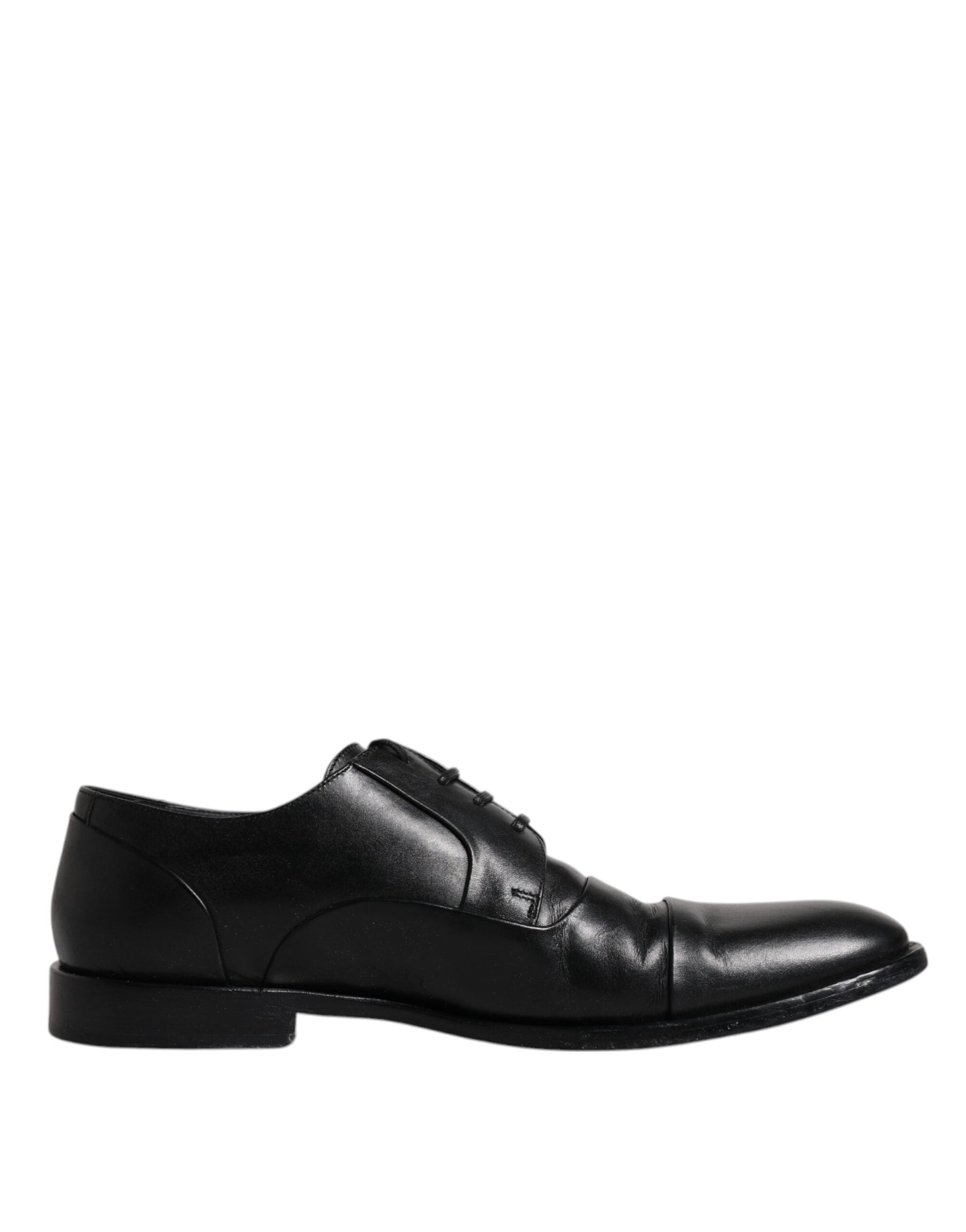 Dolce & Gabbana Black Leather Lace Up Men Derby Formal Shoes | Regal Royce