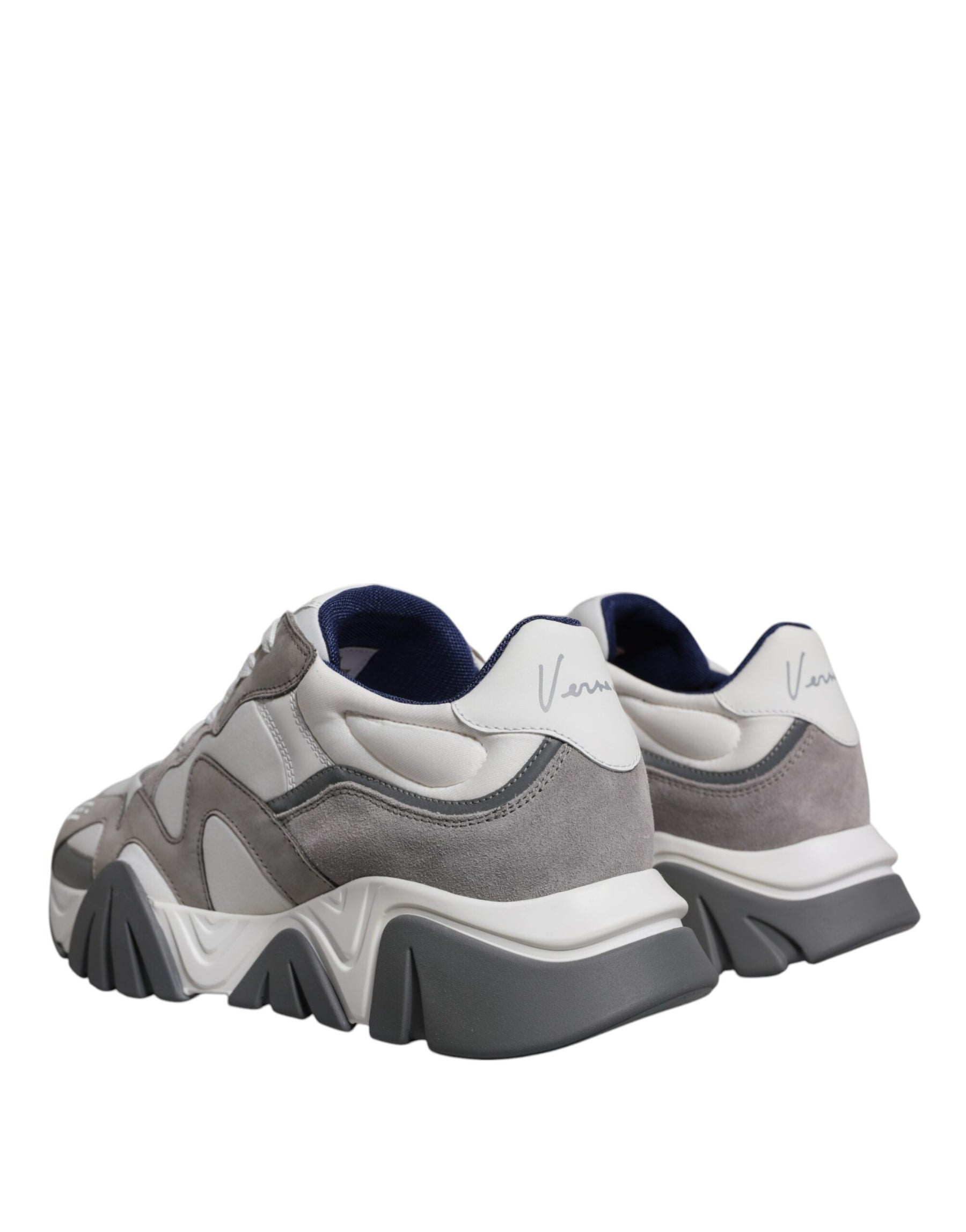 Versace Grey Leather Neoprene Chunky Low Top Squalo Sneakers Shoes | Regal Royce