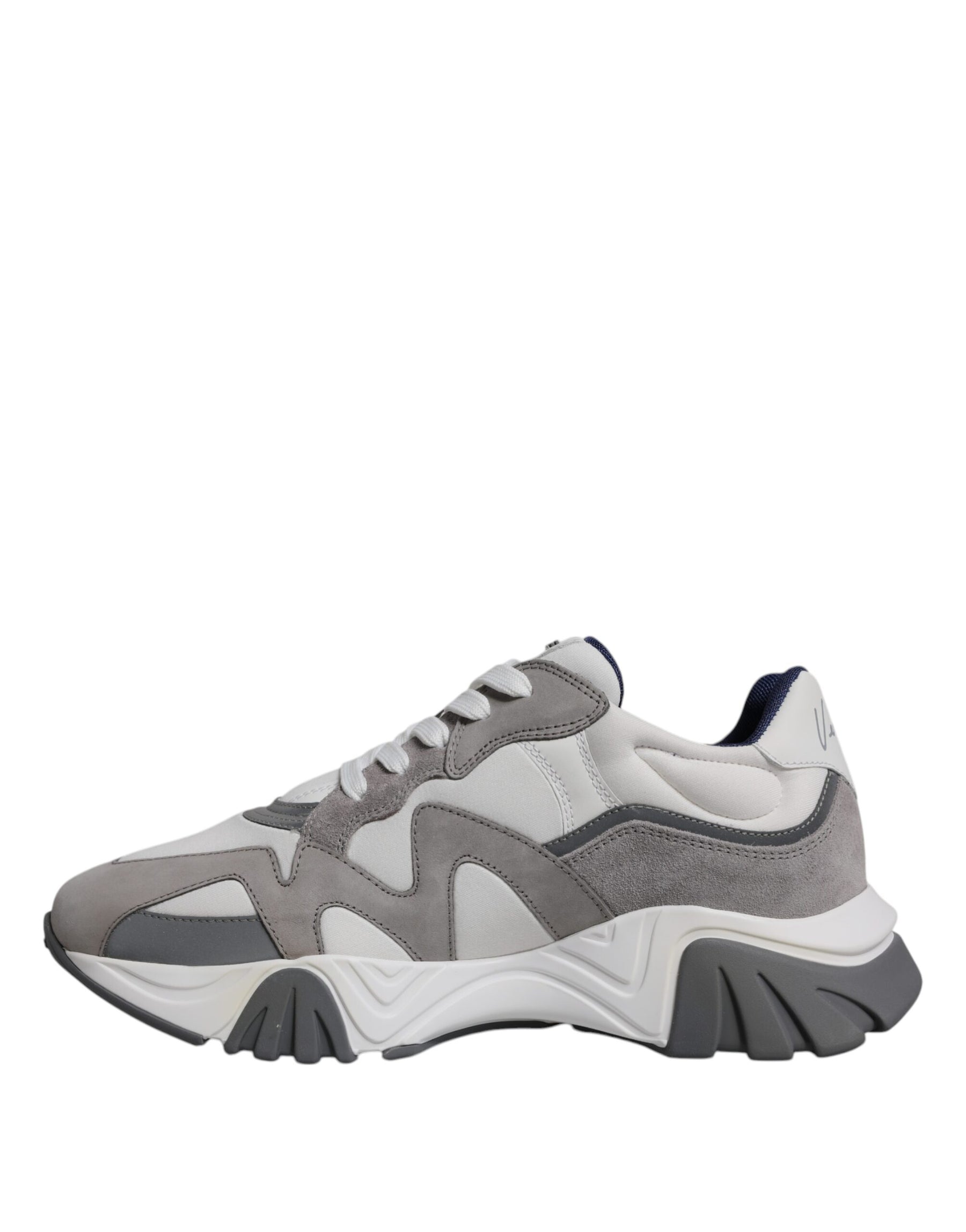 Versace Grey Leather Neoprene Chunky Low Top Squalo Sneakers Shoes | Regal Royce