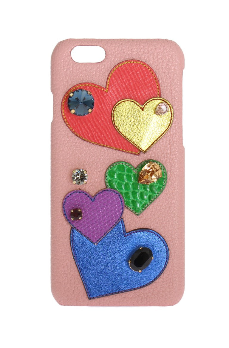 Dolce & Gabbana Pink Leather Heart Crystal Phone Case | Regal Royce