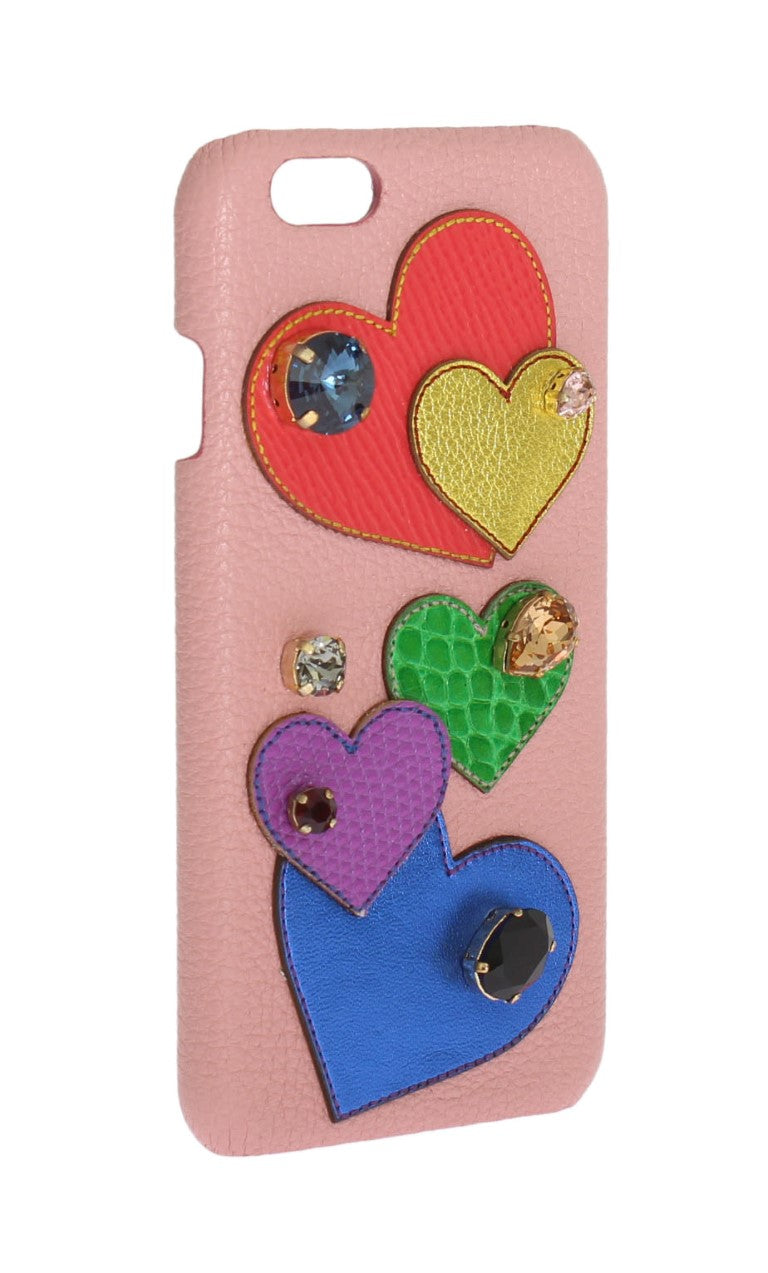 Dolce & Gabbana Pink Leather Heart Crystal Phone Case | Regal Royce