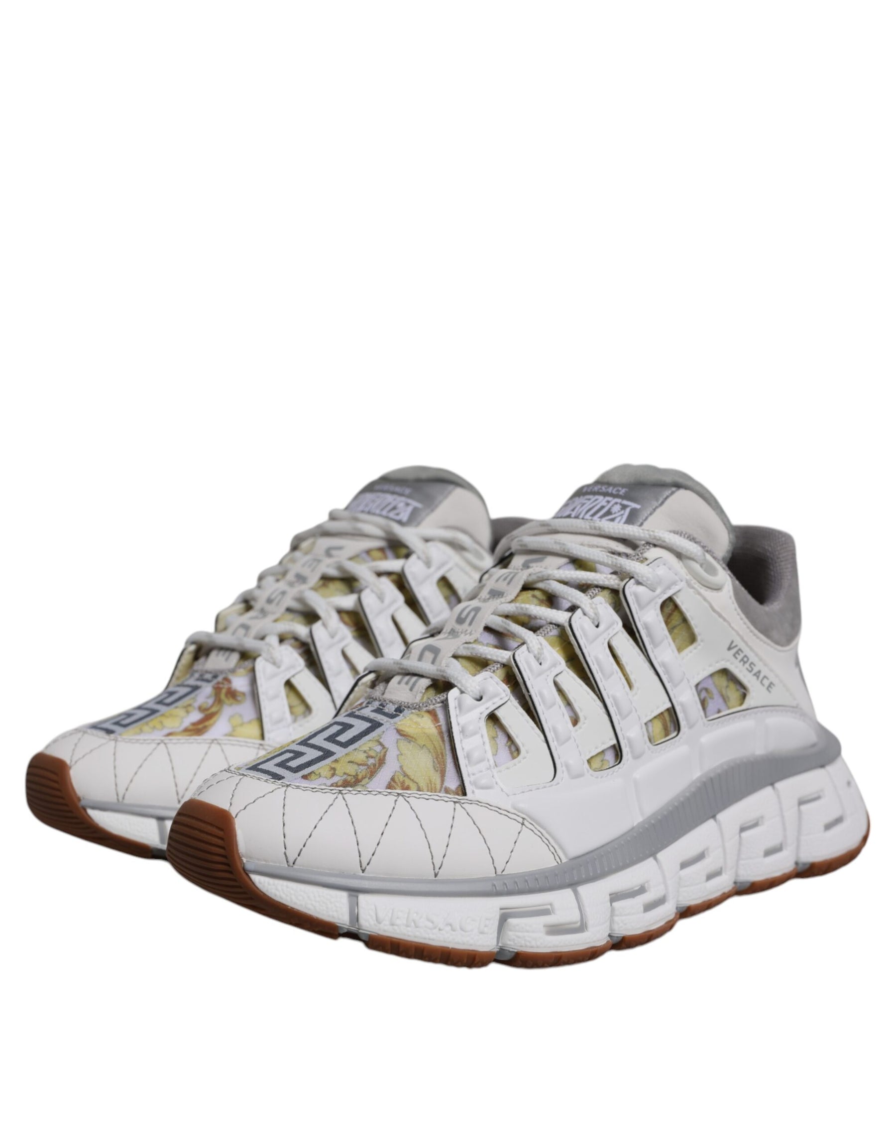Versace White Trigreca Barocco Print Low Top Sneakers Shoes | Regal Royce