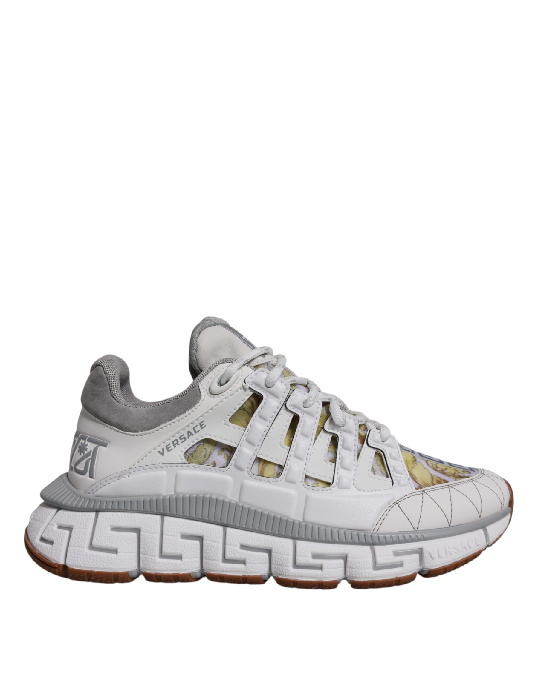 Versace White Trigreca Barocco Print Low Top Sneakers Shoes | Regal Royce