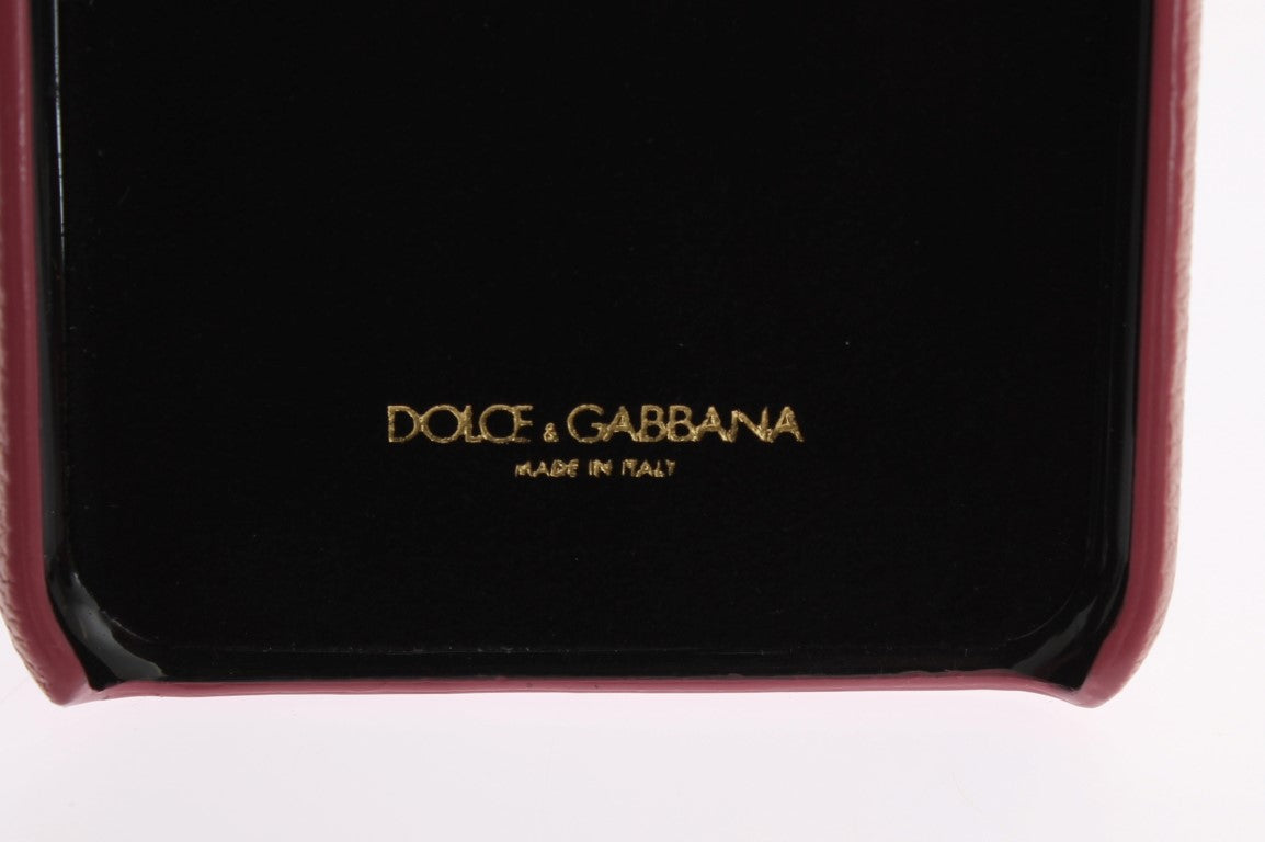 Dolce & Gabbana Pink Leather Heart Crystal Phone Case | Regal Royce