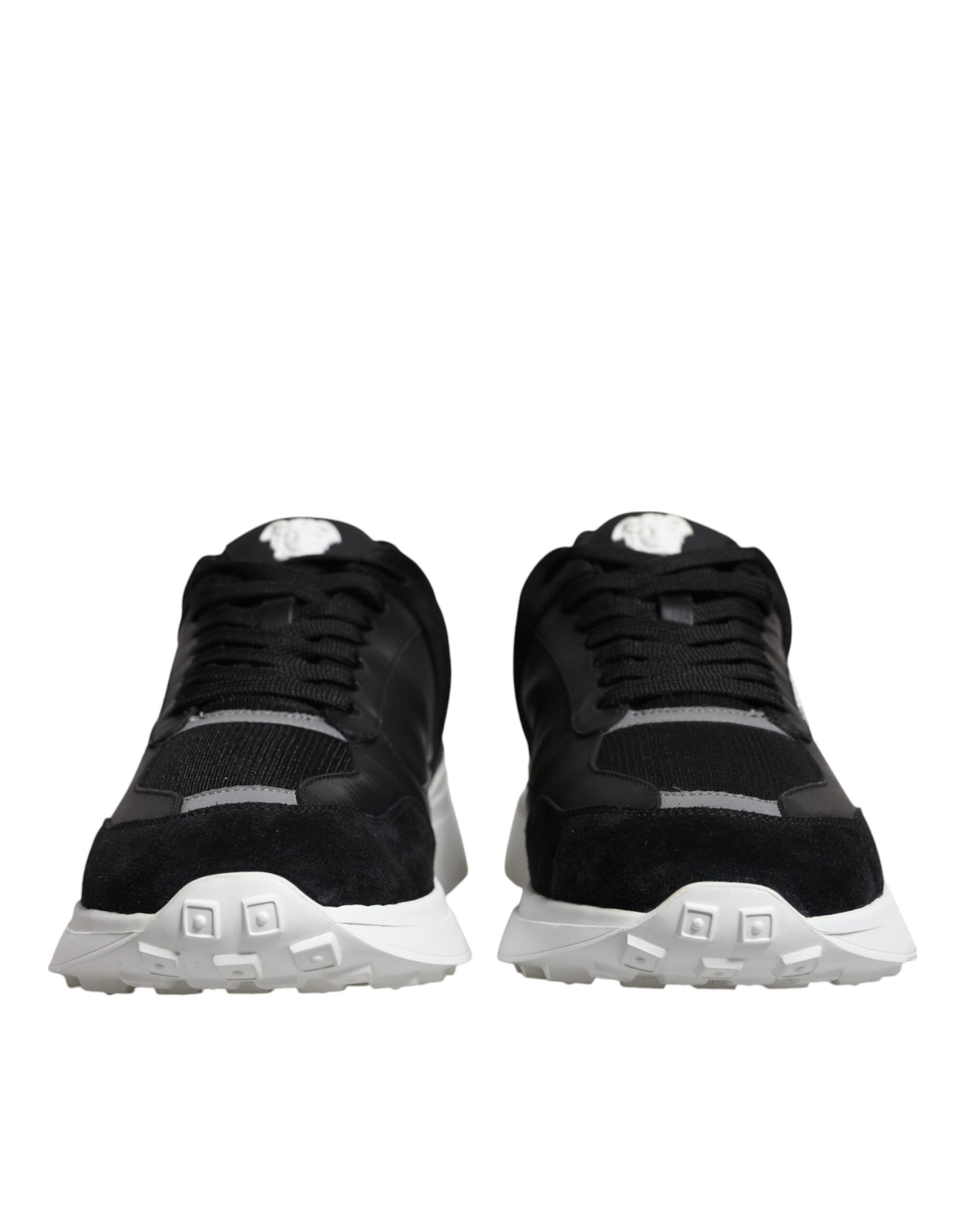 Versace Black Canvas Quad Fabric Medusa Low Top Sneaker Shoes | Regal Royce