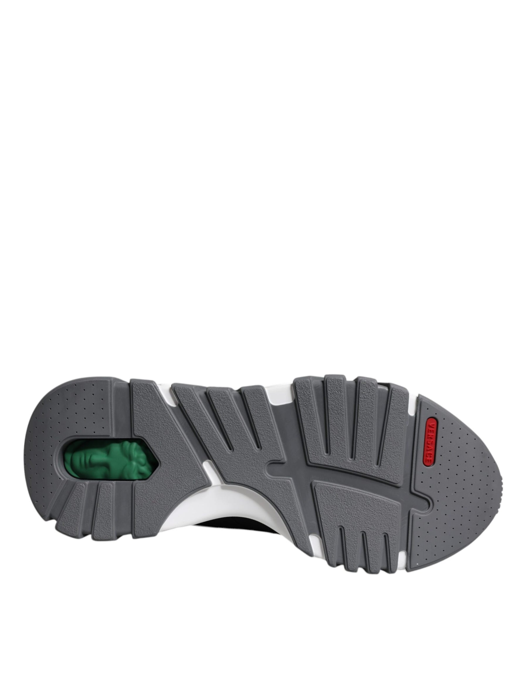 Versace Black Leather Neoprene Chunky Low Top Sneakers Squalo Shoes | Regal Royce