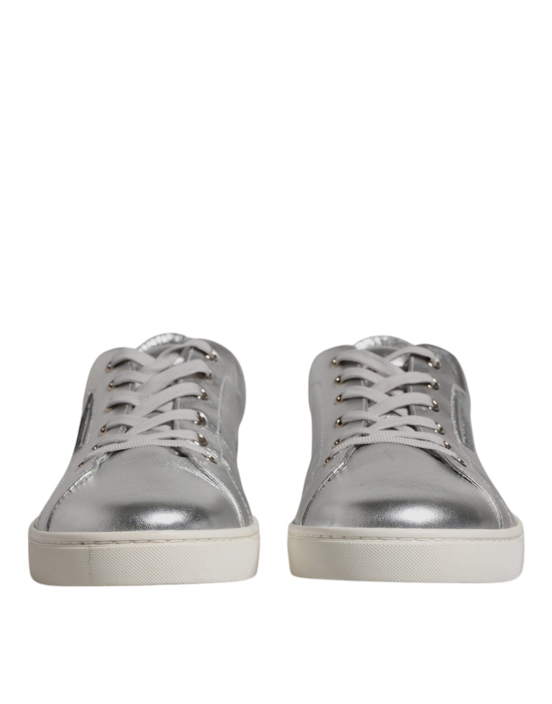 Dolce & Gabbana Silver London Low Top Leather Sneakers Shoes | Regal Royce