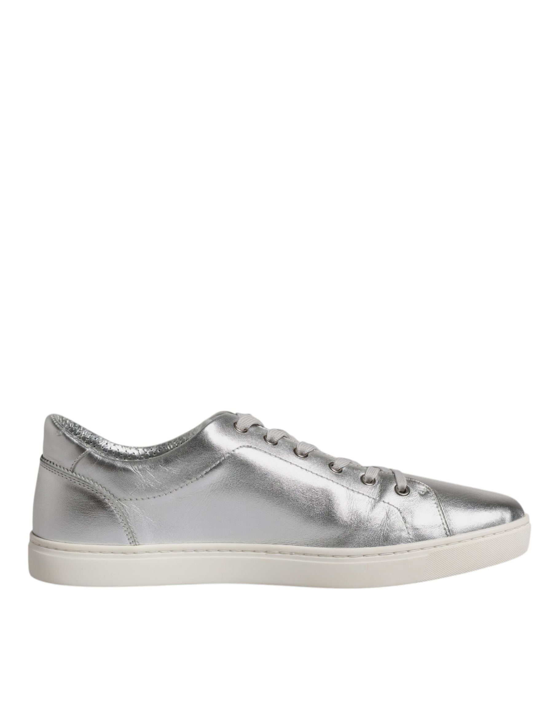 Dolce & Gabbana Silver London Low Top Leather Sneakers Shoes | Regal Royce