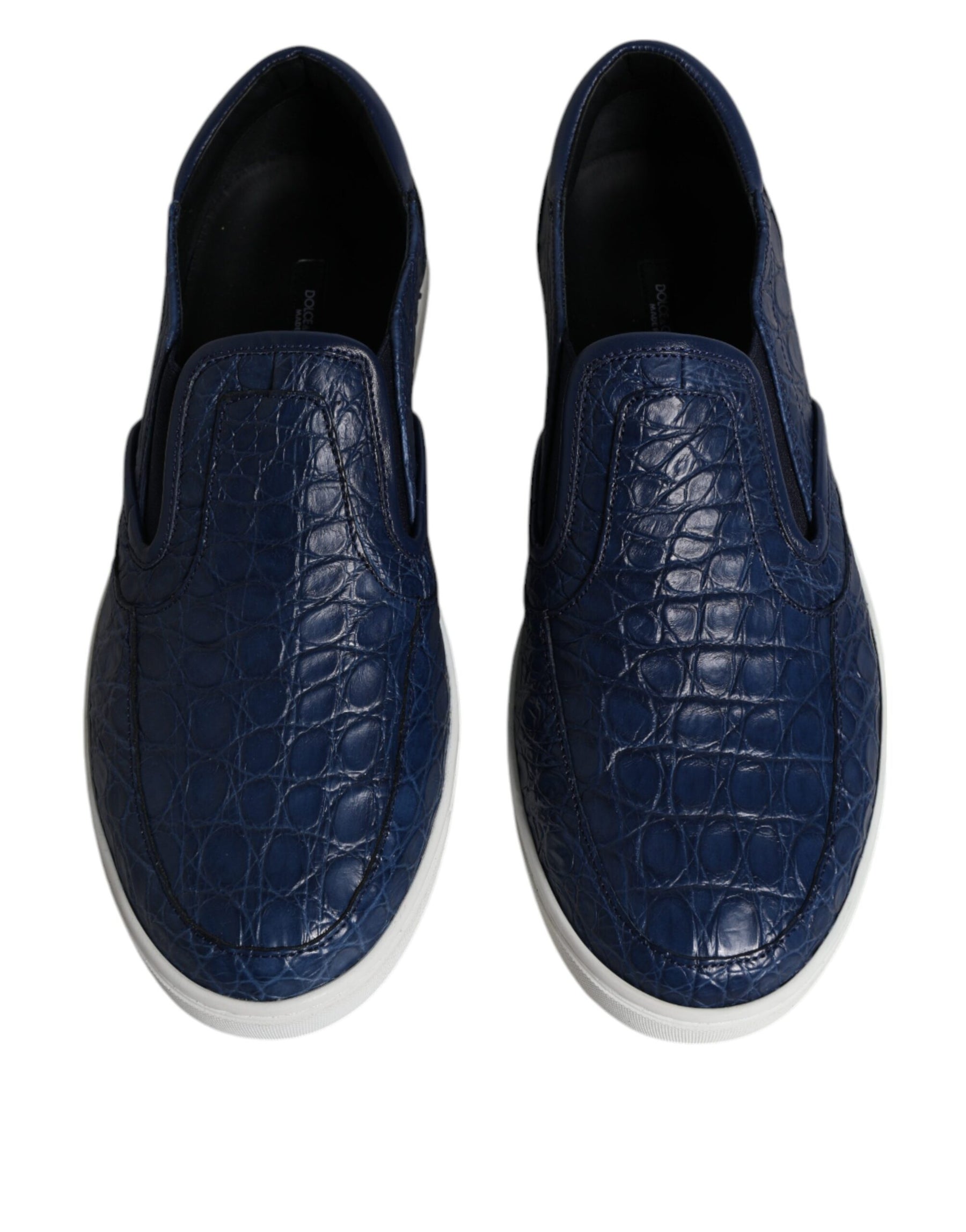 Dolce & Gabbana Blue Croc Exotic Leather Men Sneakers Shoes | Regal Royce