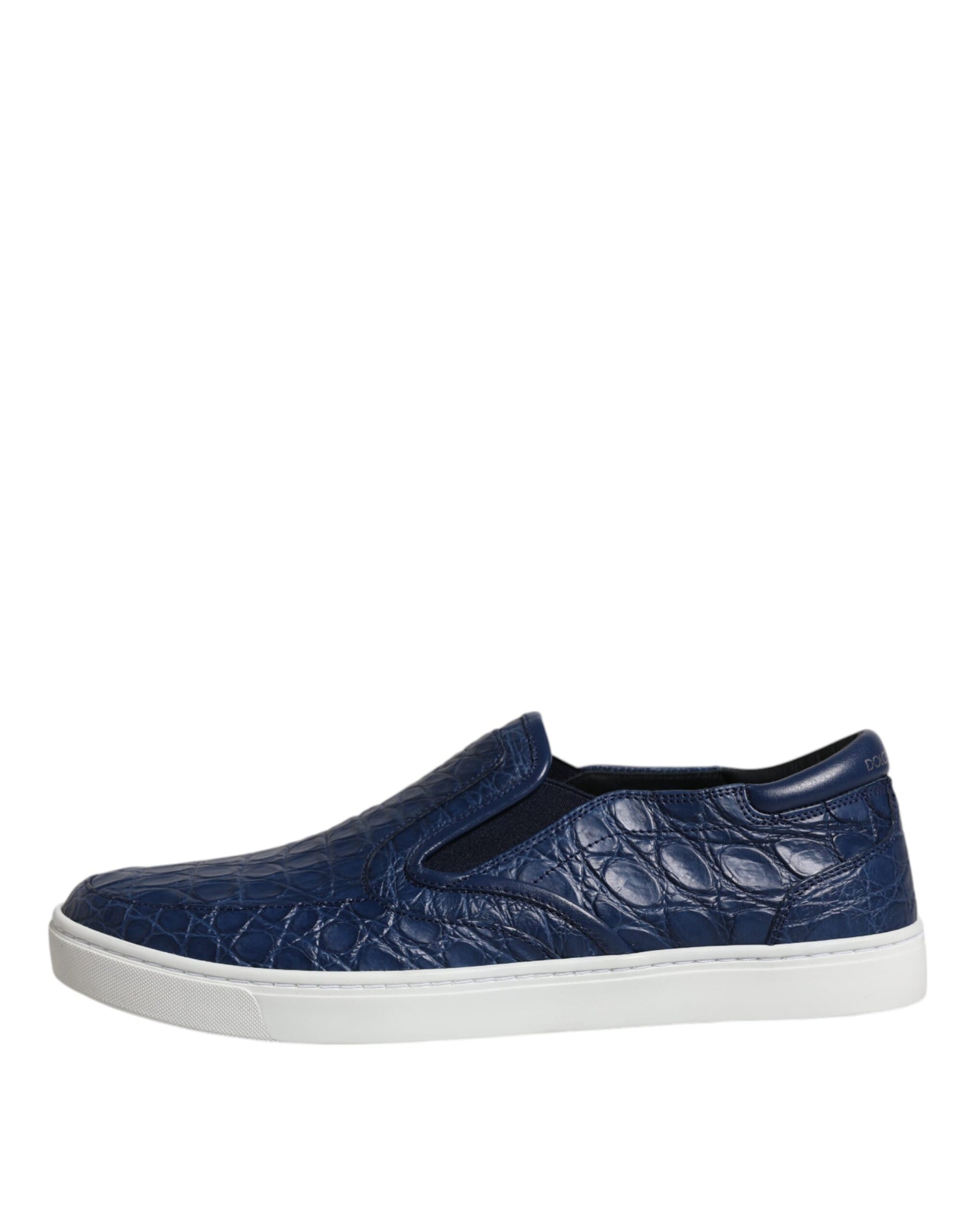 Dolce & Gabbana Blue Croc Exotic Leather Men Sneakers Shoes | Regal Royce